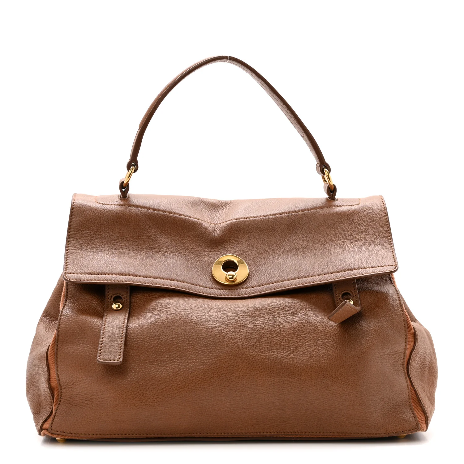 Calfskin Canvas Large Muse Two Brown