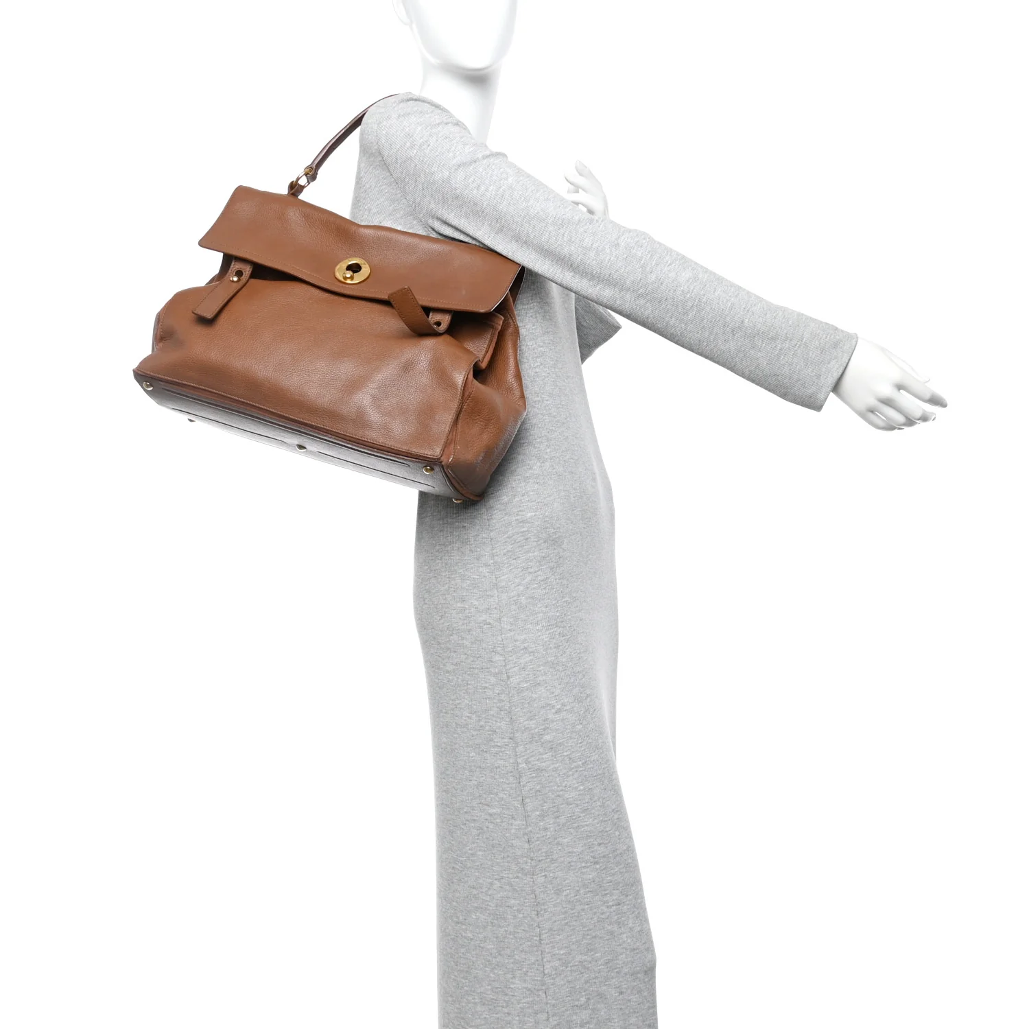 Calfskin Canvas Large Muse Two Brown - Image 2