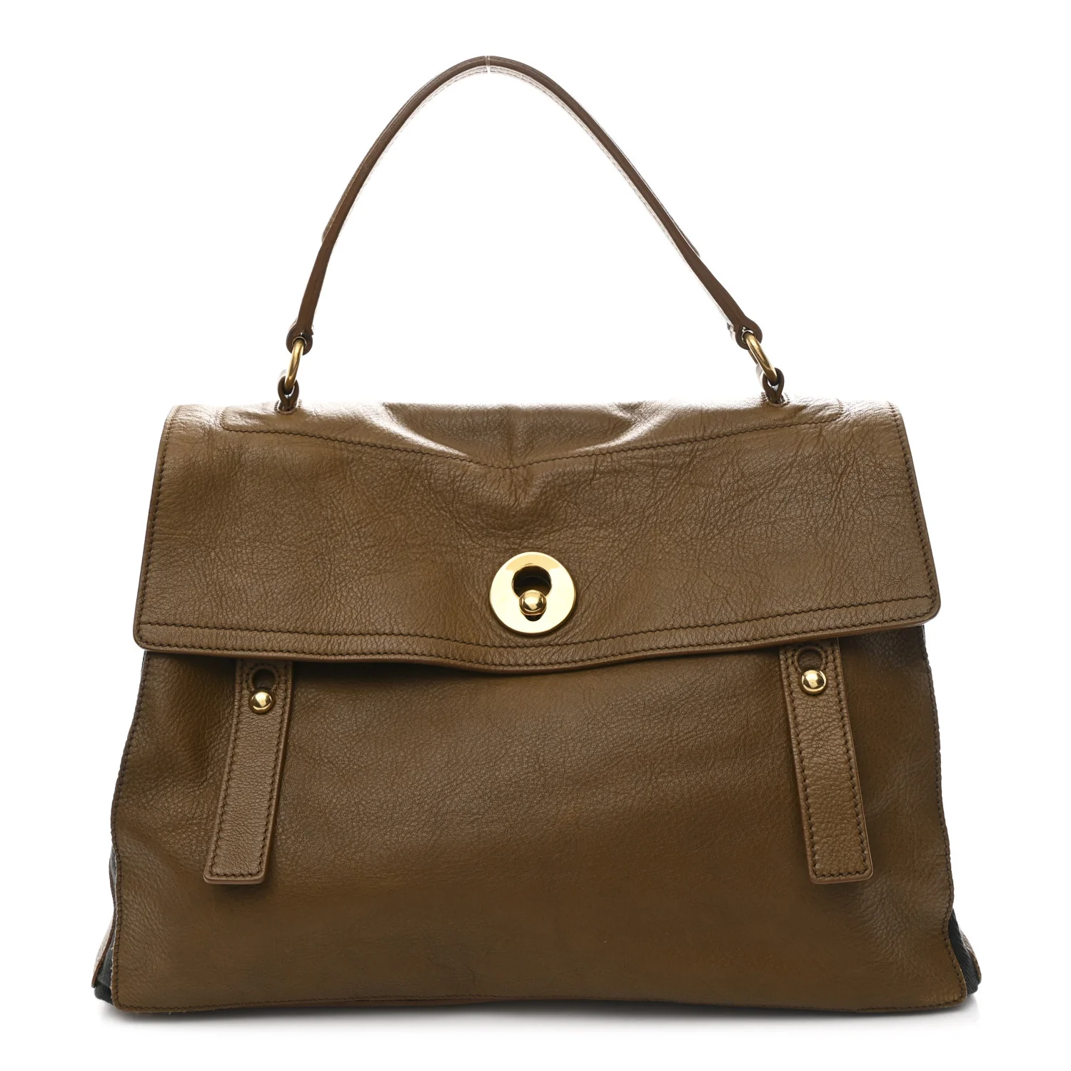 Calfskin Canvas Large Muse Two Olive