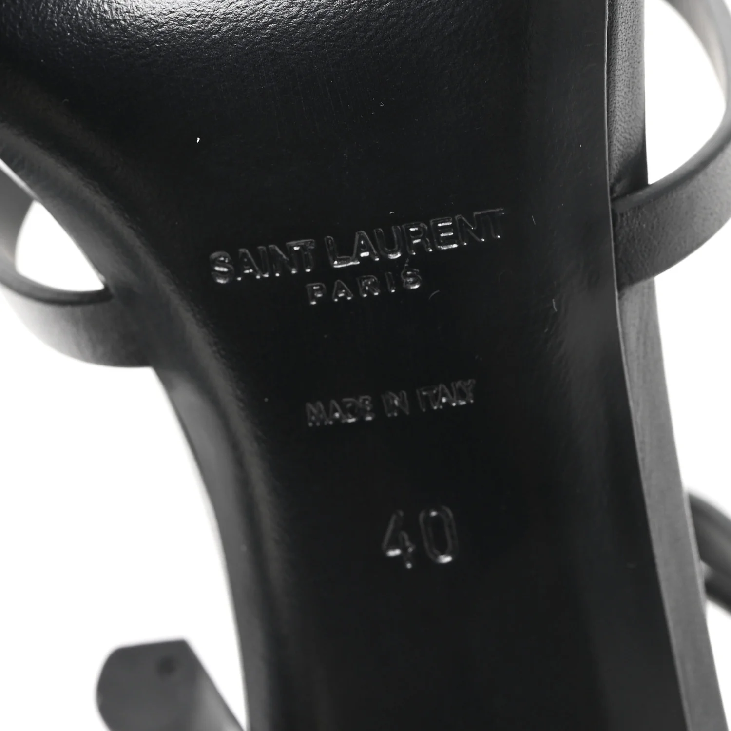 Calfskin Cassandra Palm Logo 110 Ankle Strap Sandals 40 Black - Image 7