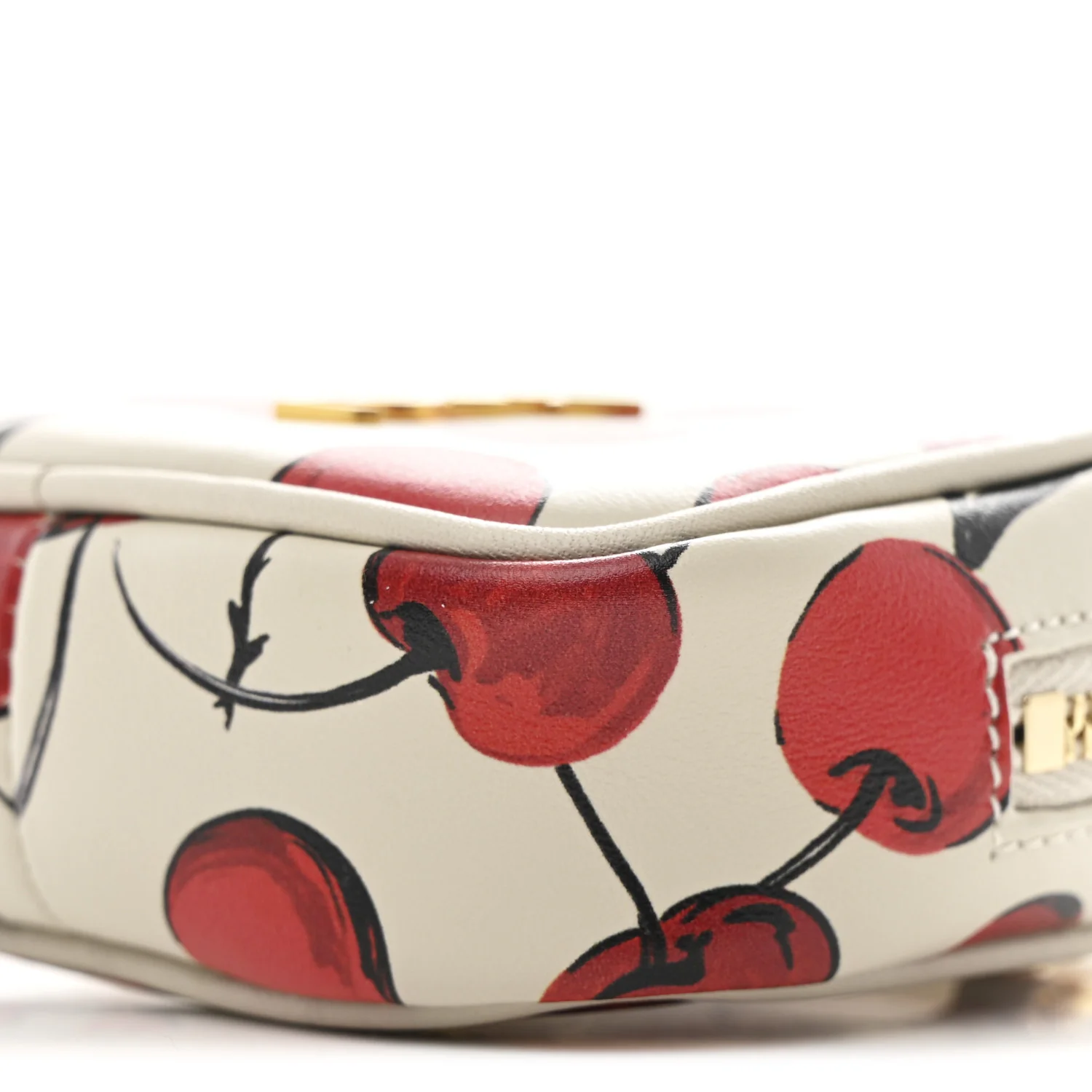 Calfskin Cherry Print Monogram Baby Lou Camera Bag Crema Soft Red - Image 10