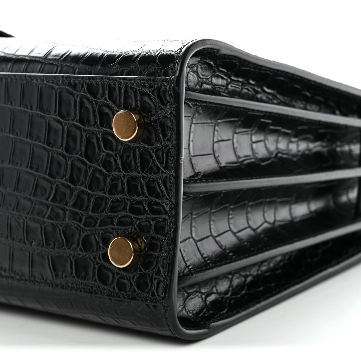 Calfskin Crocodile Embossed Baby Sac De Jour Black - Image 10