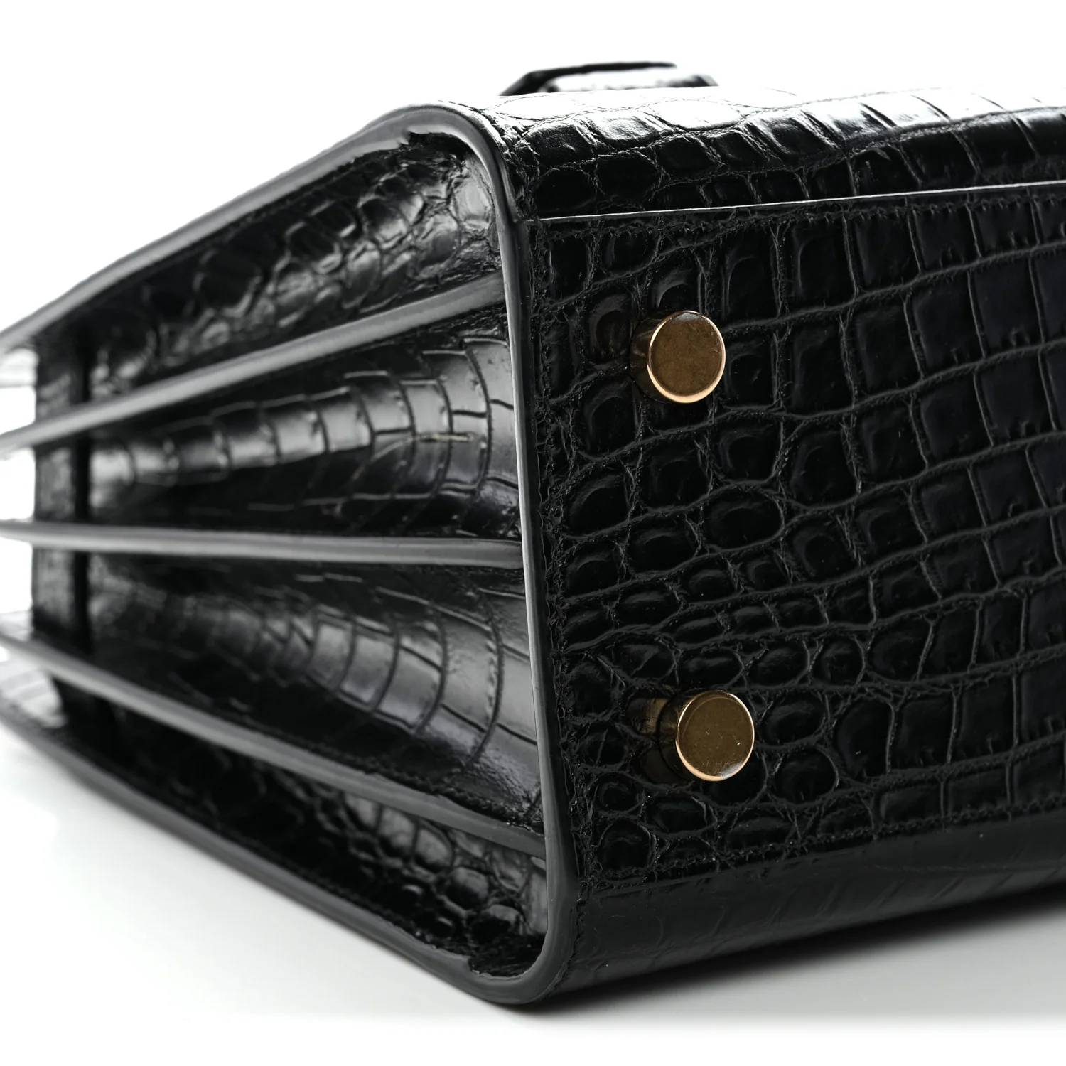 Calfskin Crocodile Embossed Baby Sac De Jour Black - Image 9