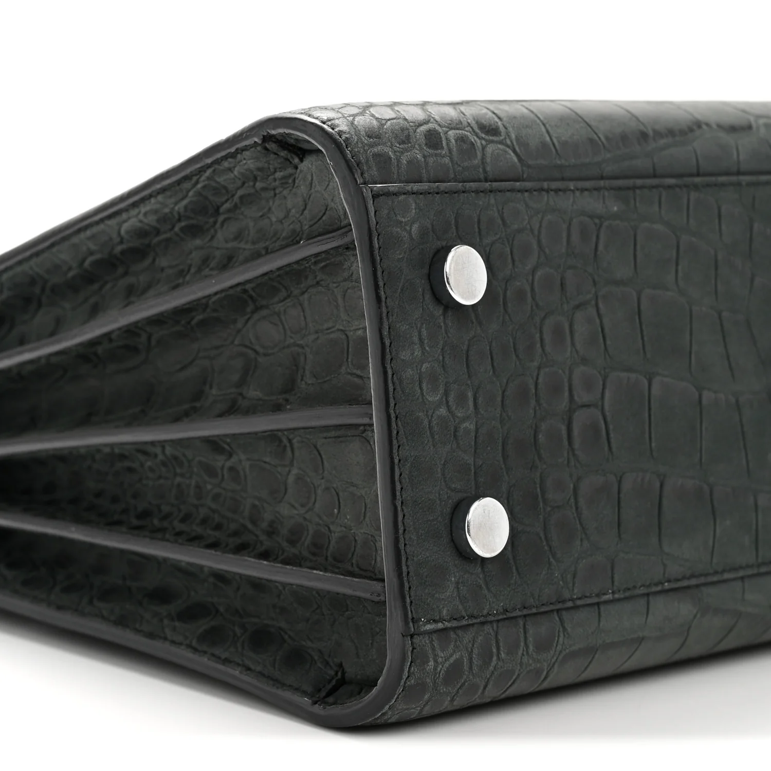 Calfskin Crocodile Embossed Baby Sac de Jour Dusty Black - Image 25
