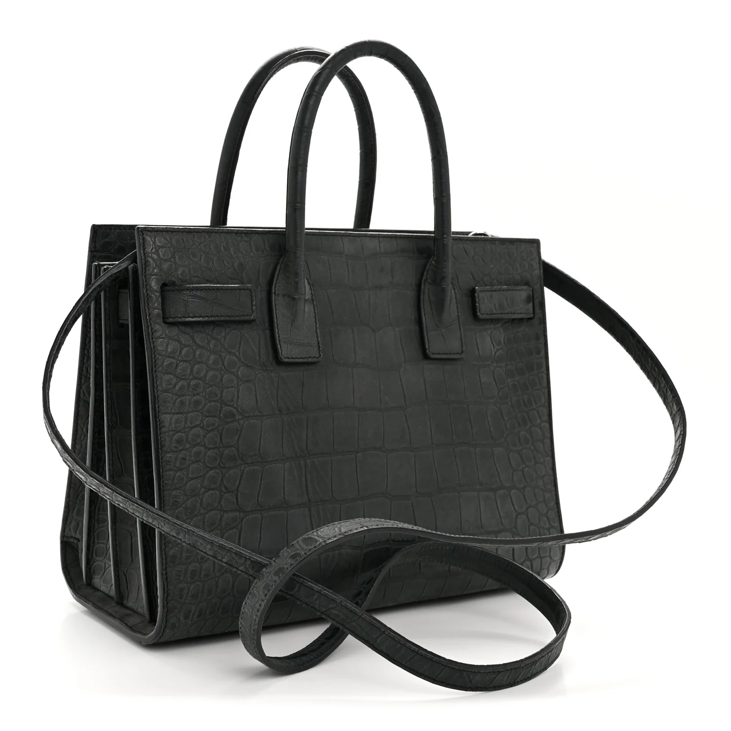 Calfskin Crocodile Embossed Baby Sac de Jour Dusty Black - Image 7