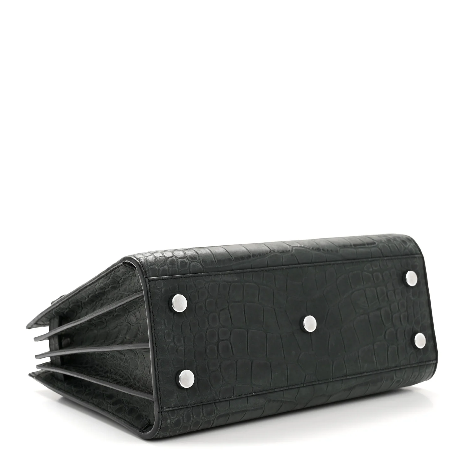 Calfskin Crocodile Embossed Baby Sac de Jour Dusty Black - Image 8