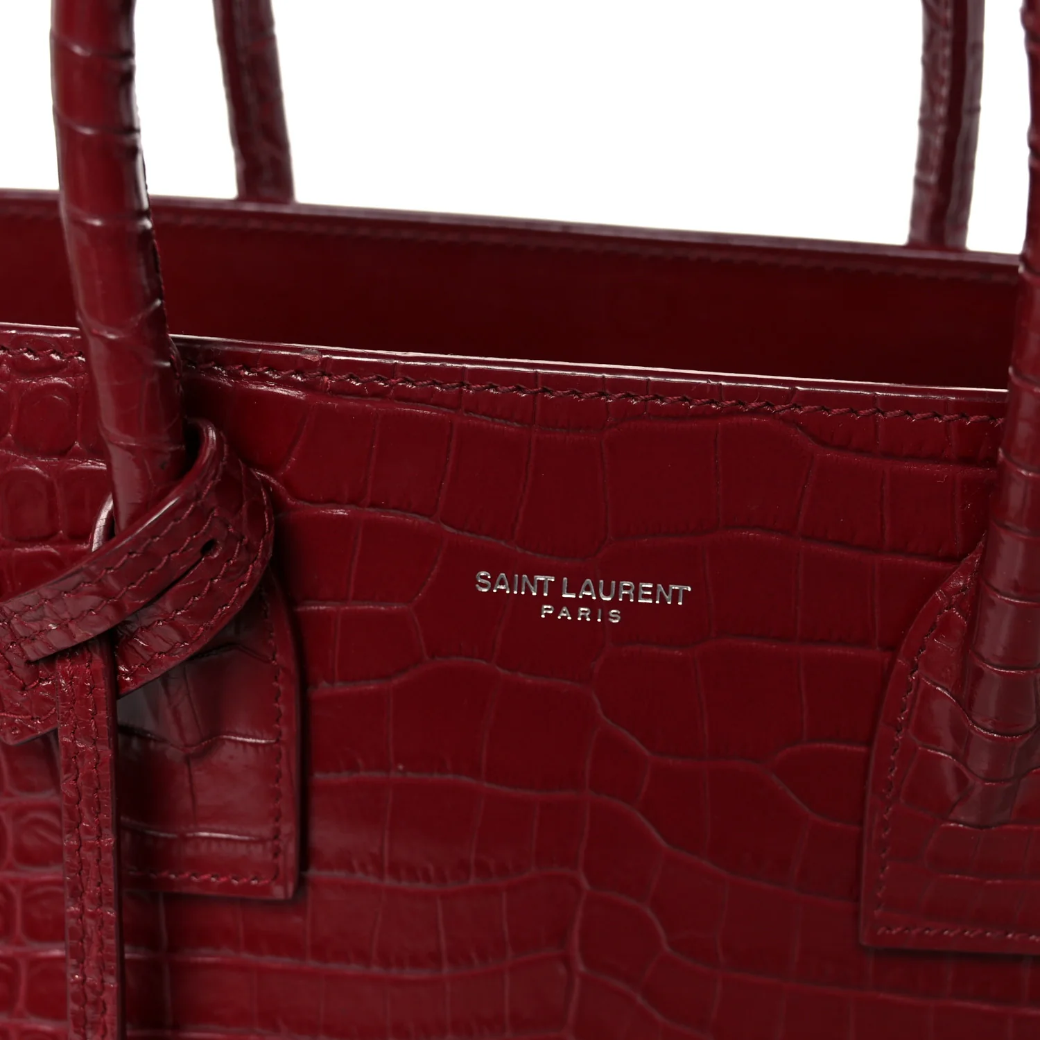 Calfskin Crocodile Embossed Baby Sac De Jour Red - Image 7