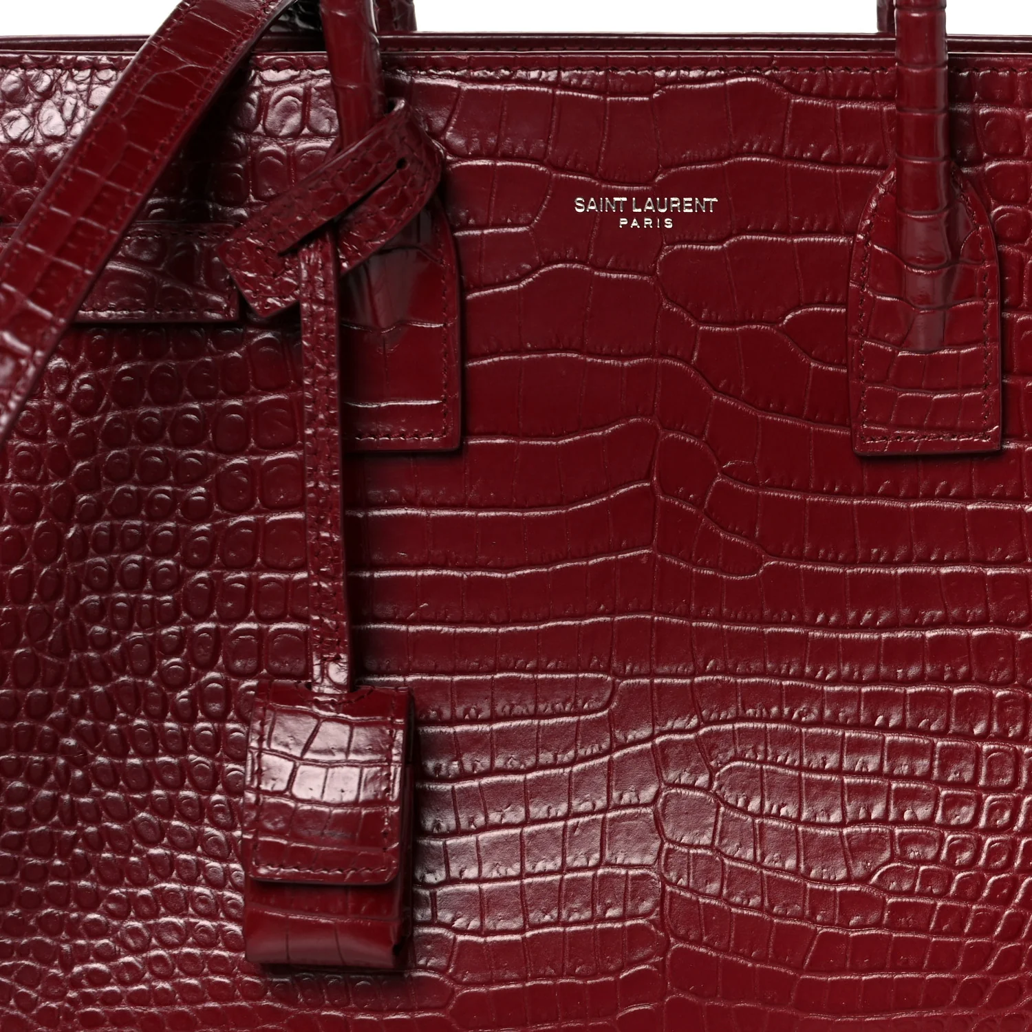 Calfskin Crocodile Embossed Baby Sac De Jour Red - Image 9