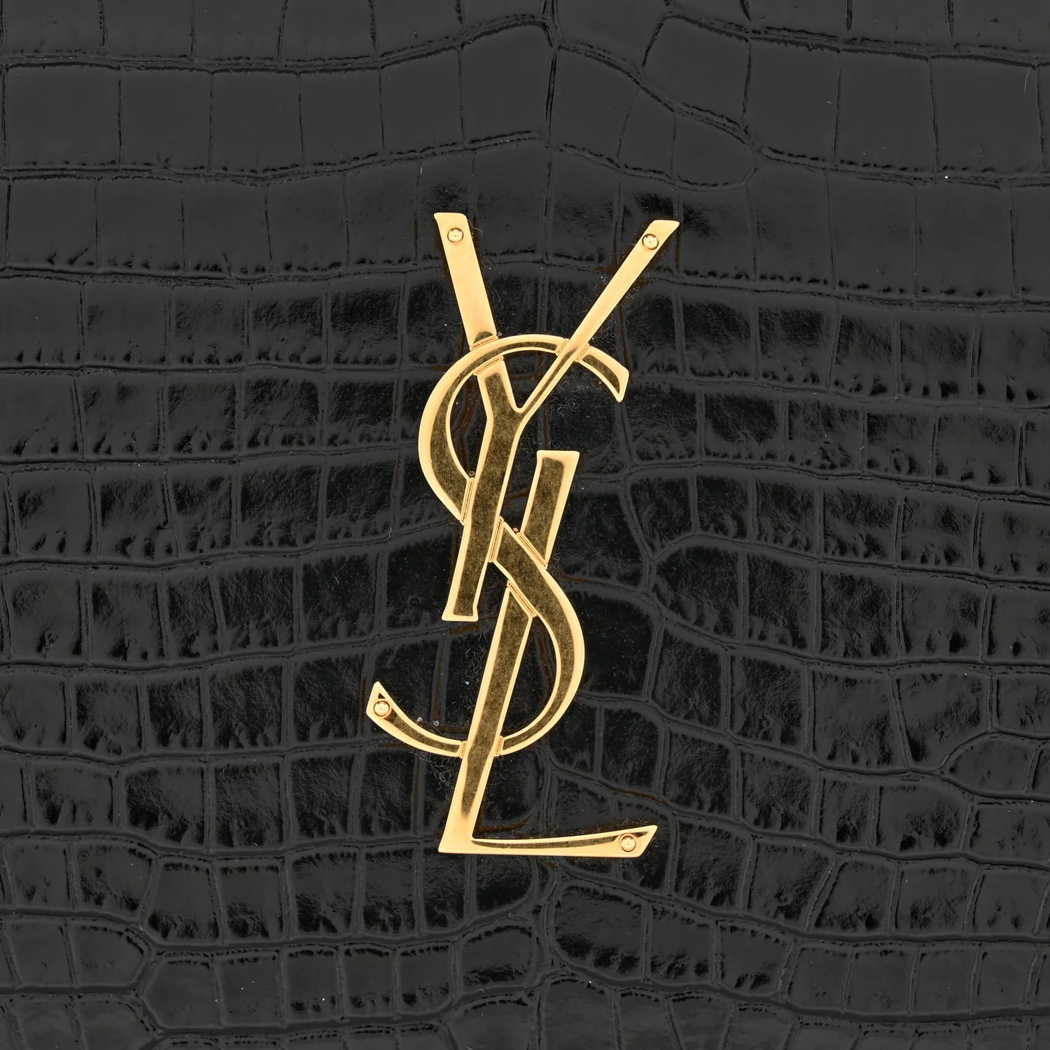 Calfskin Crocodile Embossed Cassandre Wallet On Chain WOC Black - Image 13