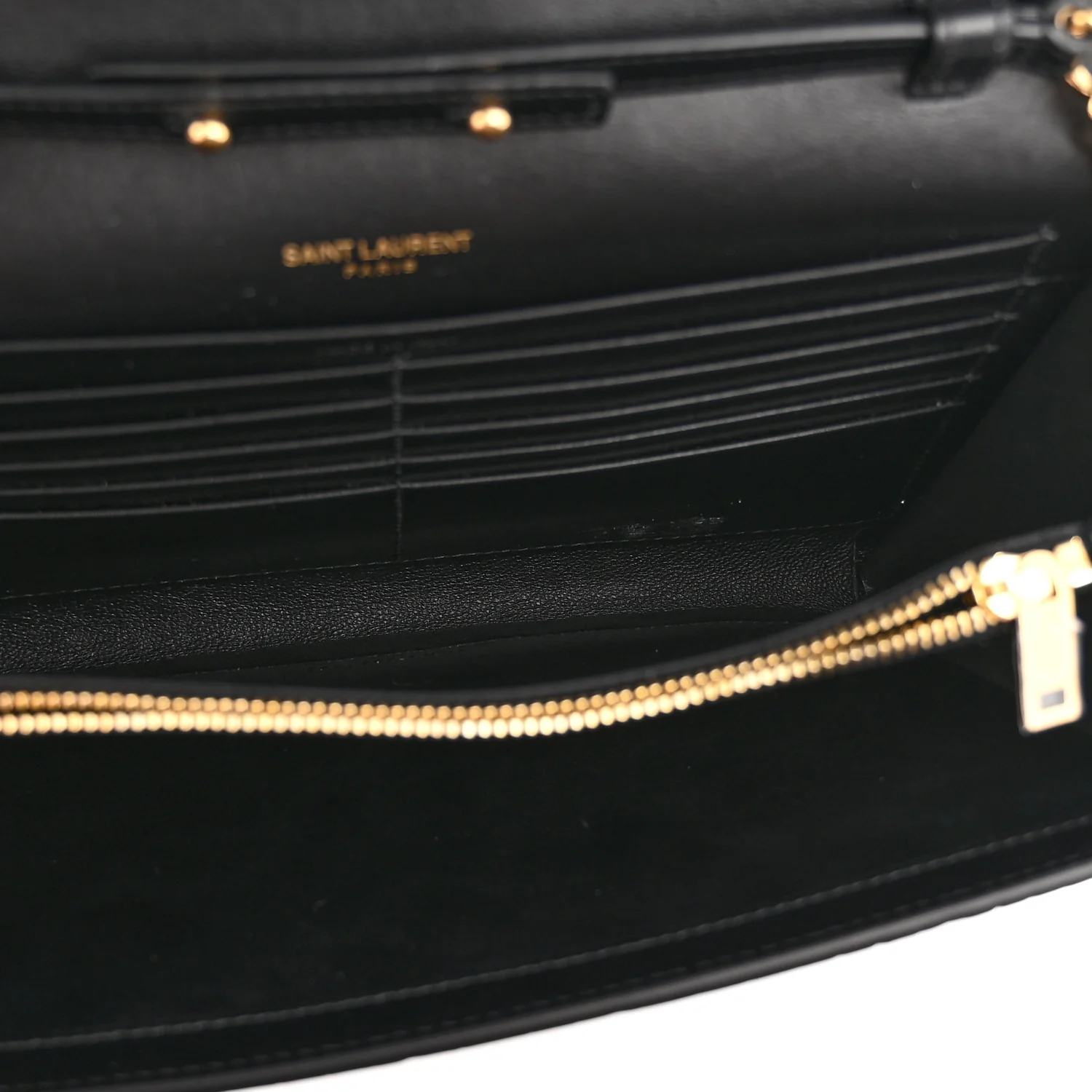 Calfskin Crocodile Embossed Cassandre Wallet On Chain WOC Black - Image 5