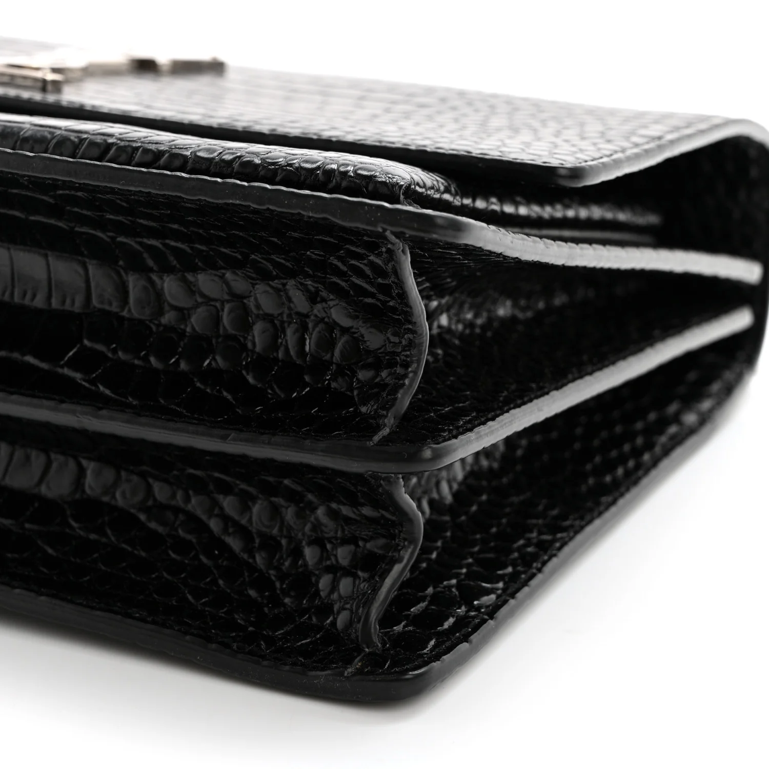 Calfskin Crocodile Embossed Large Monogram Sunset Black - Image 10