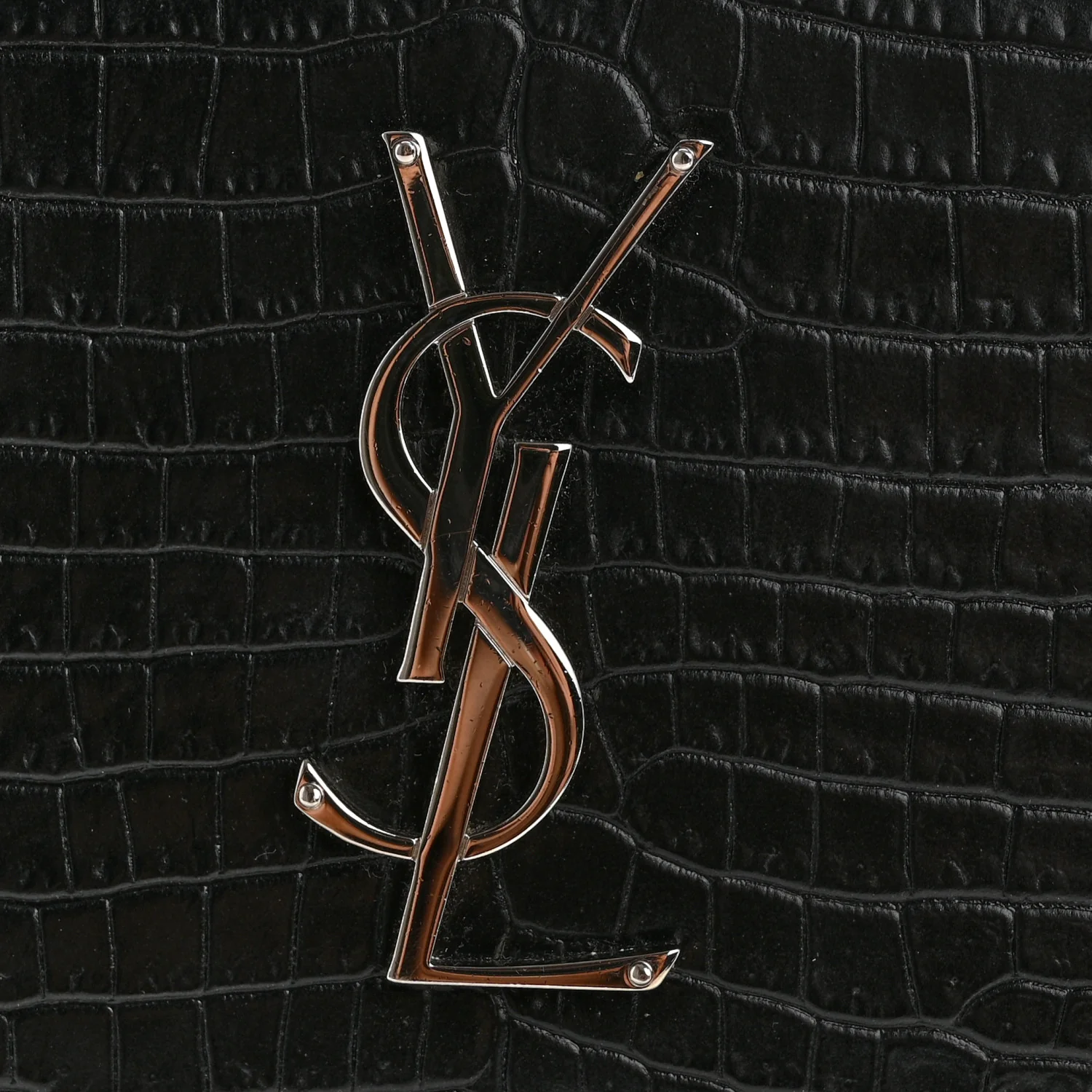 Calfskin Crocodile Embossed Large Monogram Sunset Black - Image 11