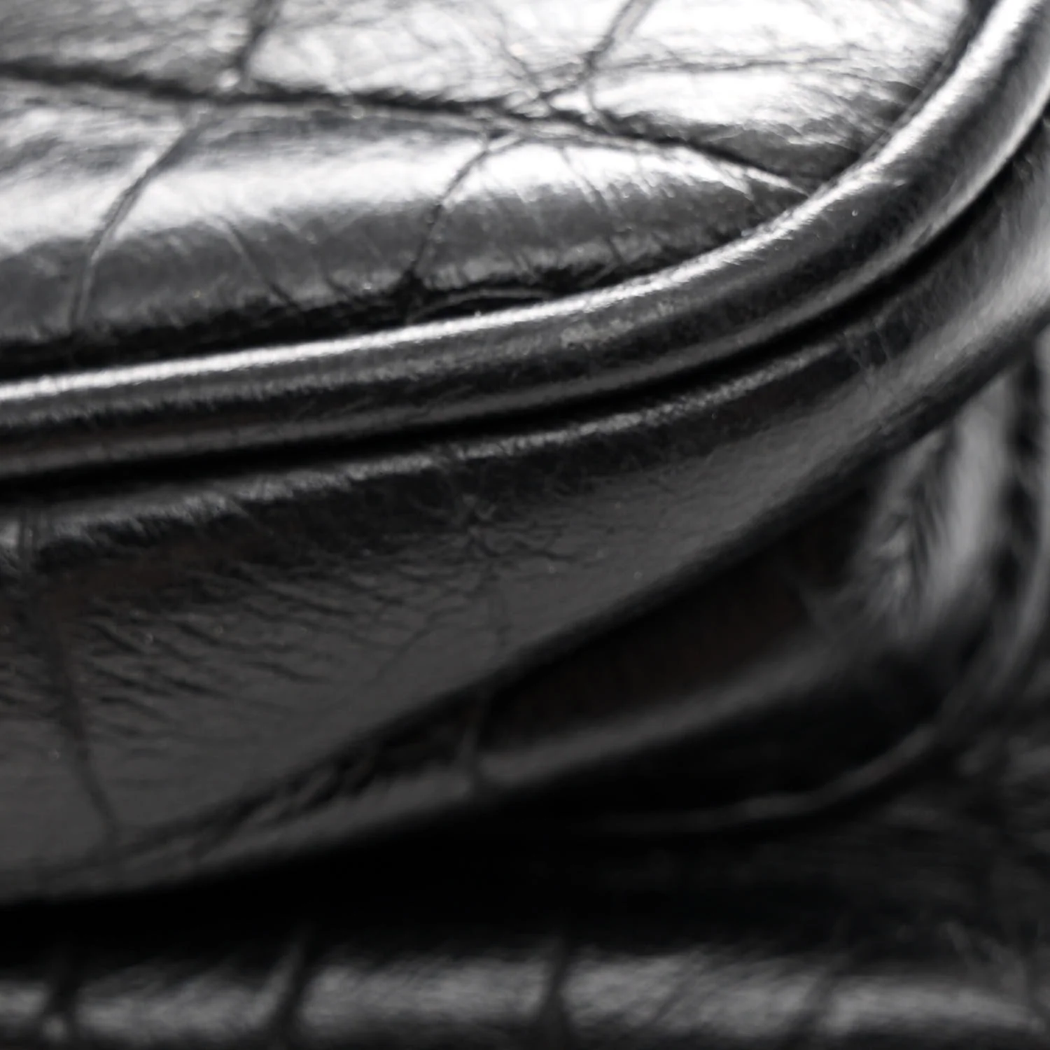 Calfskin Crocodile Embossed Matelasse Monogram Baby Niki Chain Satchel Black - Image 11