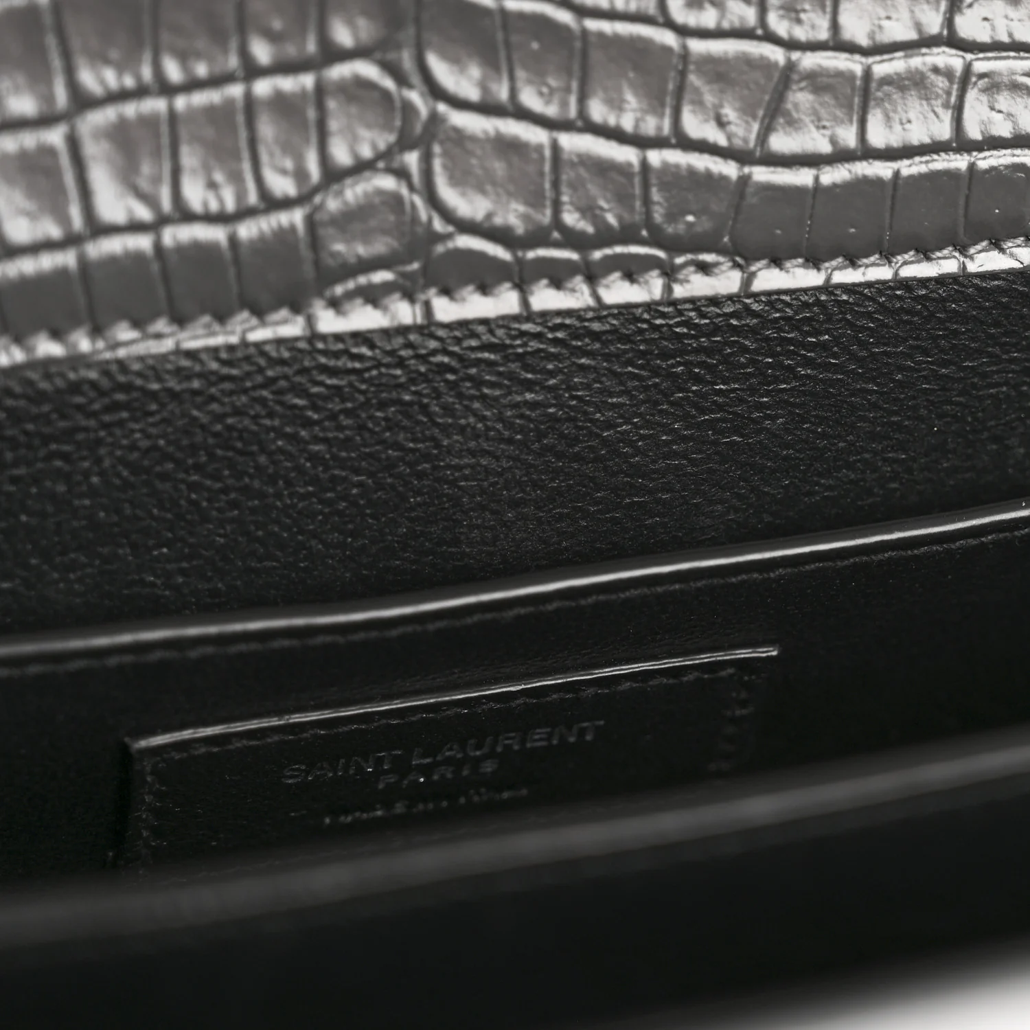 Calfskin Crocodile Embossed Medium Classic Monogram Cassandra Top Handle Fog - Image 12