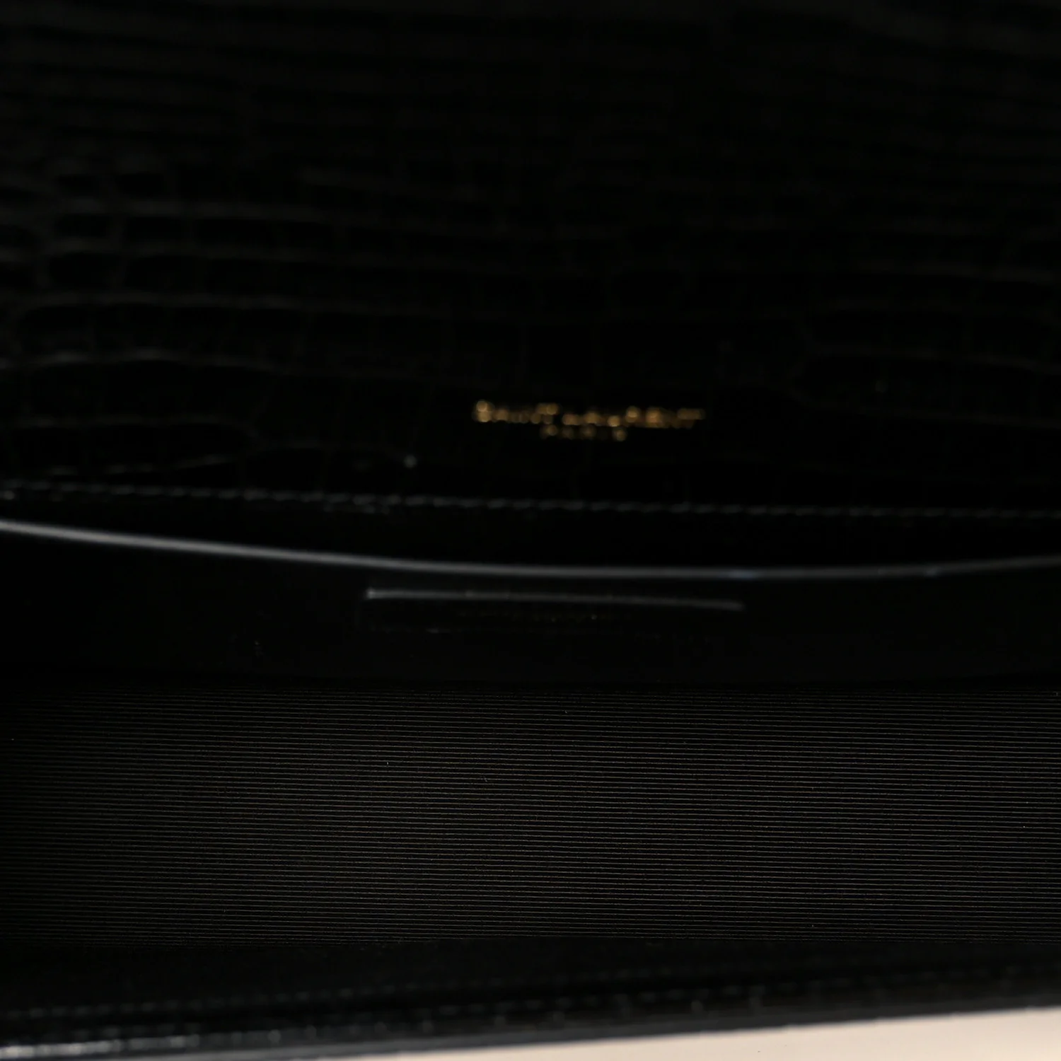 Calfskin Crocodile Embossed Medium Classic Monogram Kate Tassel Satchel Black - Image 5