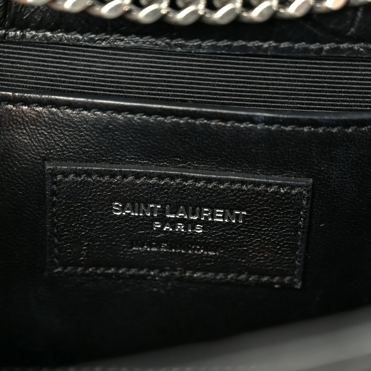 Calfskin Crocodile Embossed Medium Classic Monogram Kate Tassel Satchel Black - Image 6