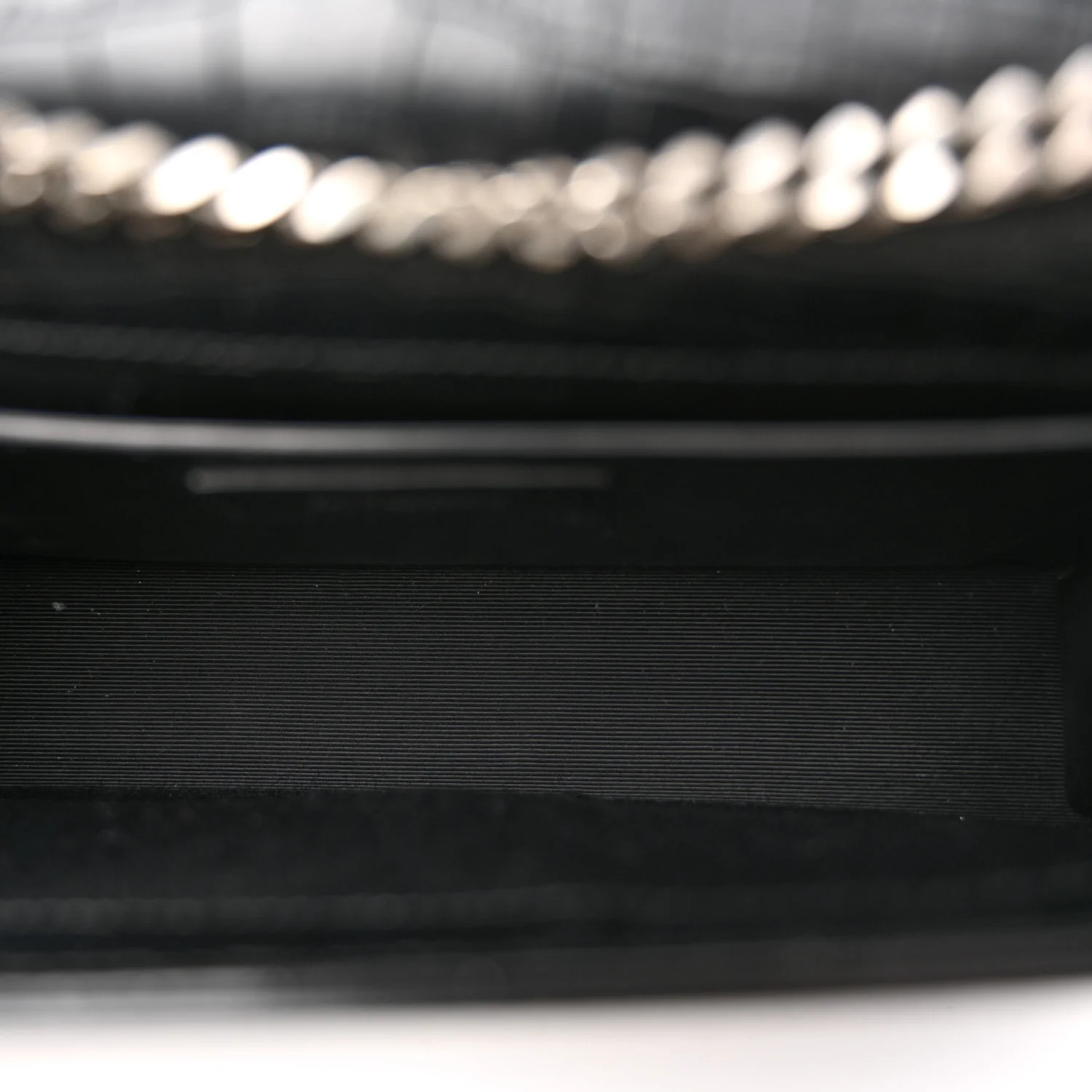 Calfskin Crocodile Embossed Medium Classic Monogram Kate Tassel Satchel Black - Image 5
