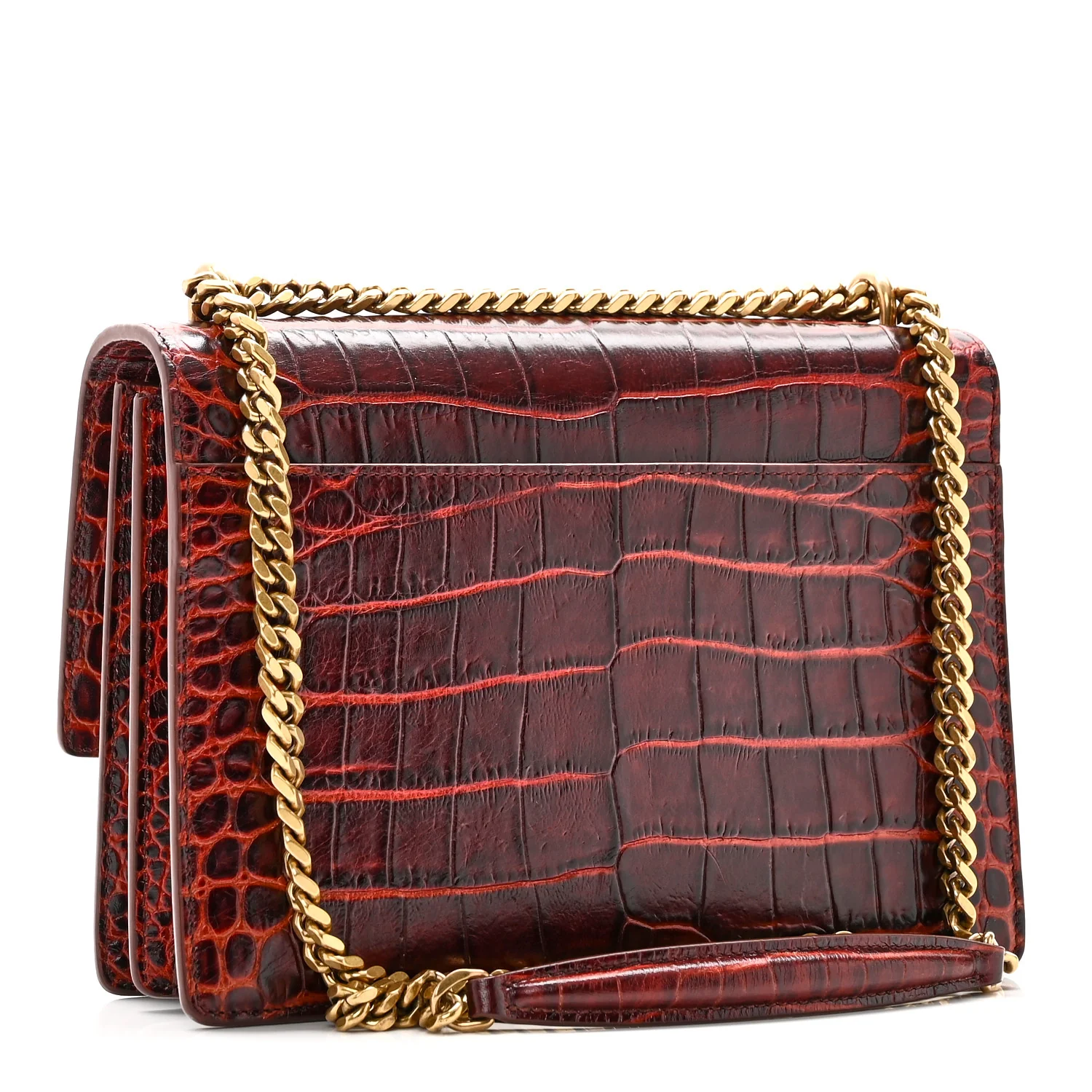 Calfskin Crocodile Embossed Medium Monogram Sunset Amber - Image 3