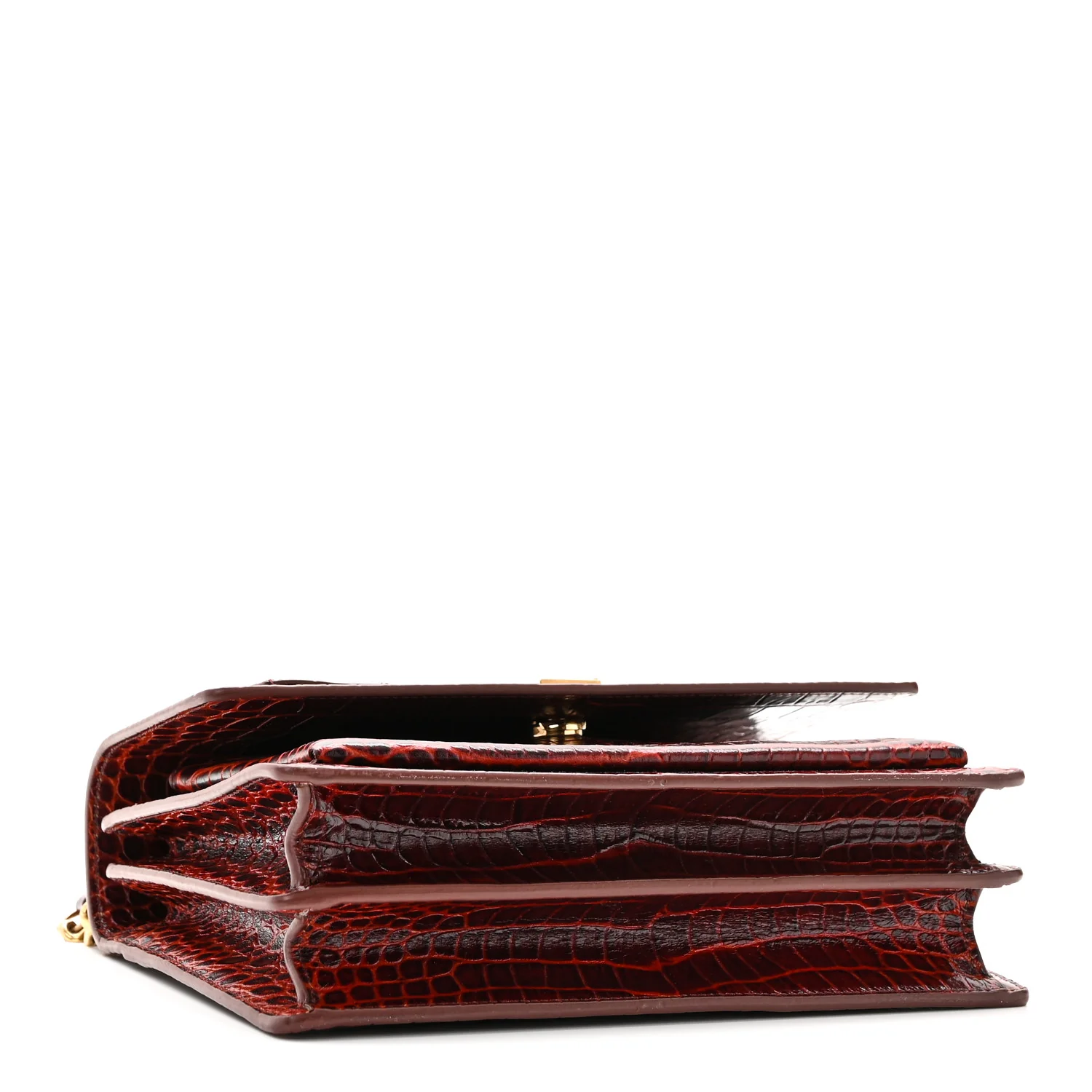 Calfskin Crocodile Embossed Medium Monogram Sunset Amber - Image 4