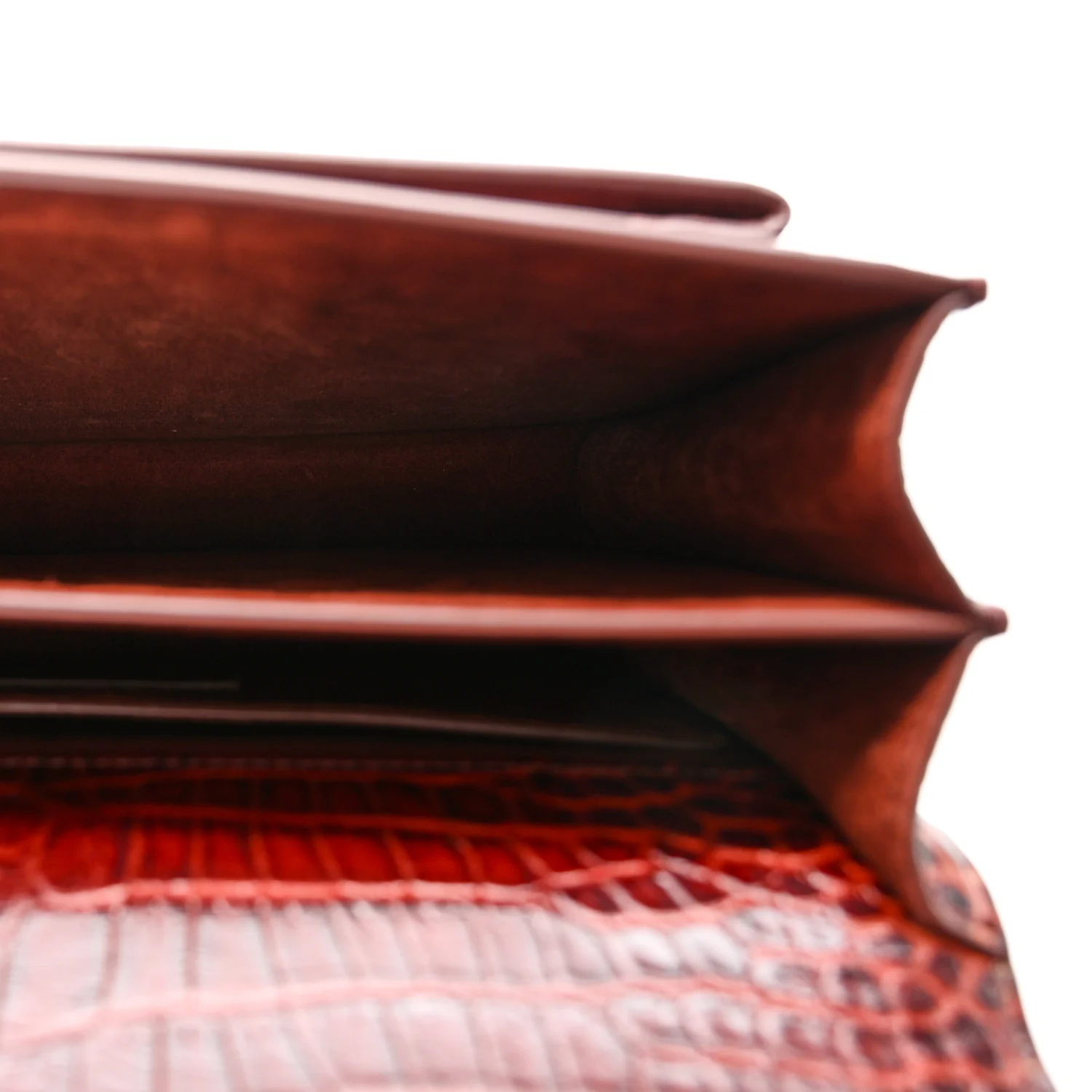 Calfskin Crocodile Embossed Medium Monogram Sunset Amber - Image 5