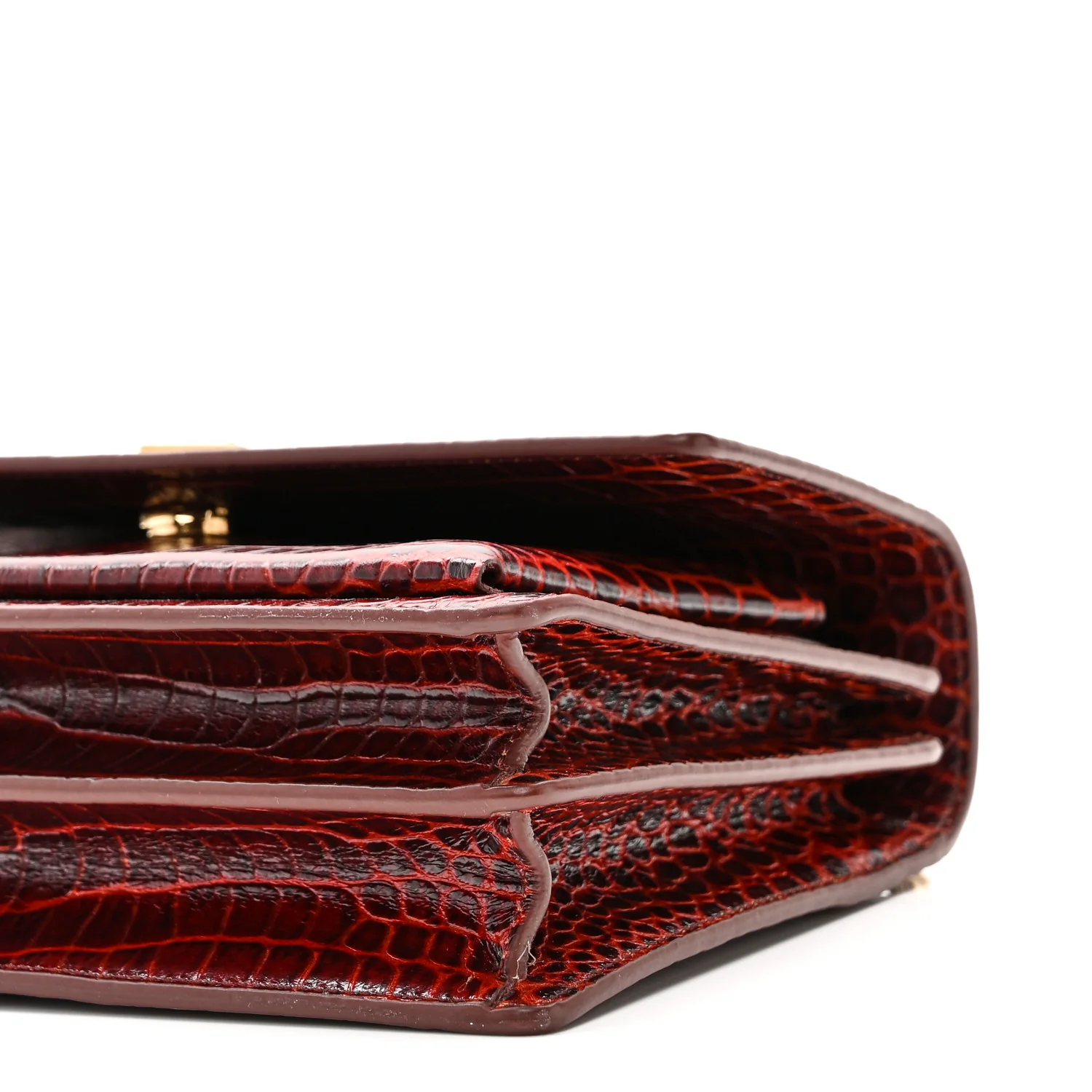 Calfskin Crocodile Embossed Medium Monogram Sunset Amber - Image 9