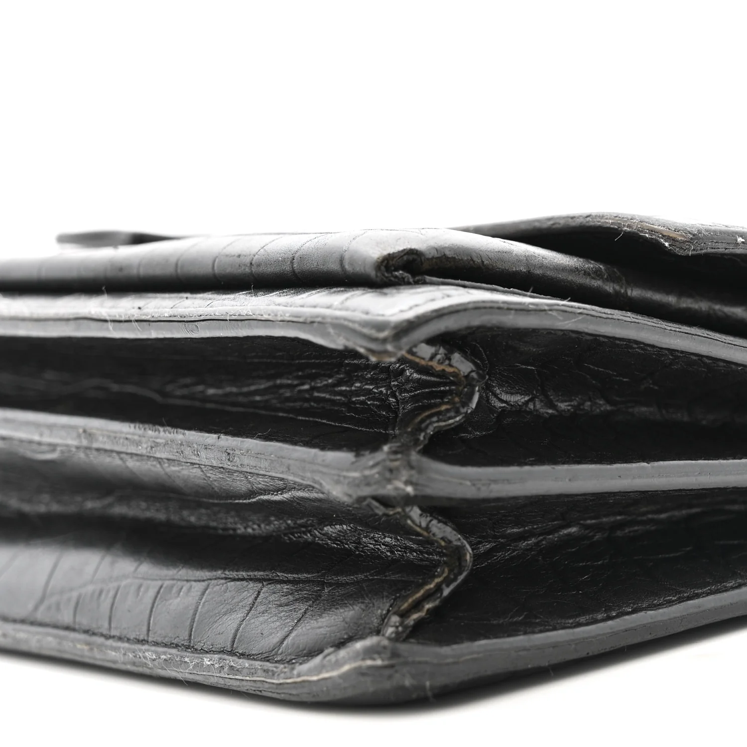 Calfskin Crocodile Embossed Medium Monogram Sunset Black - Image 10