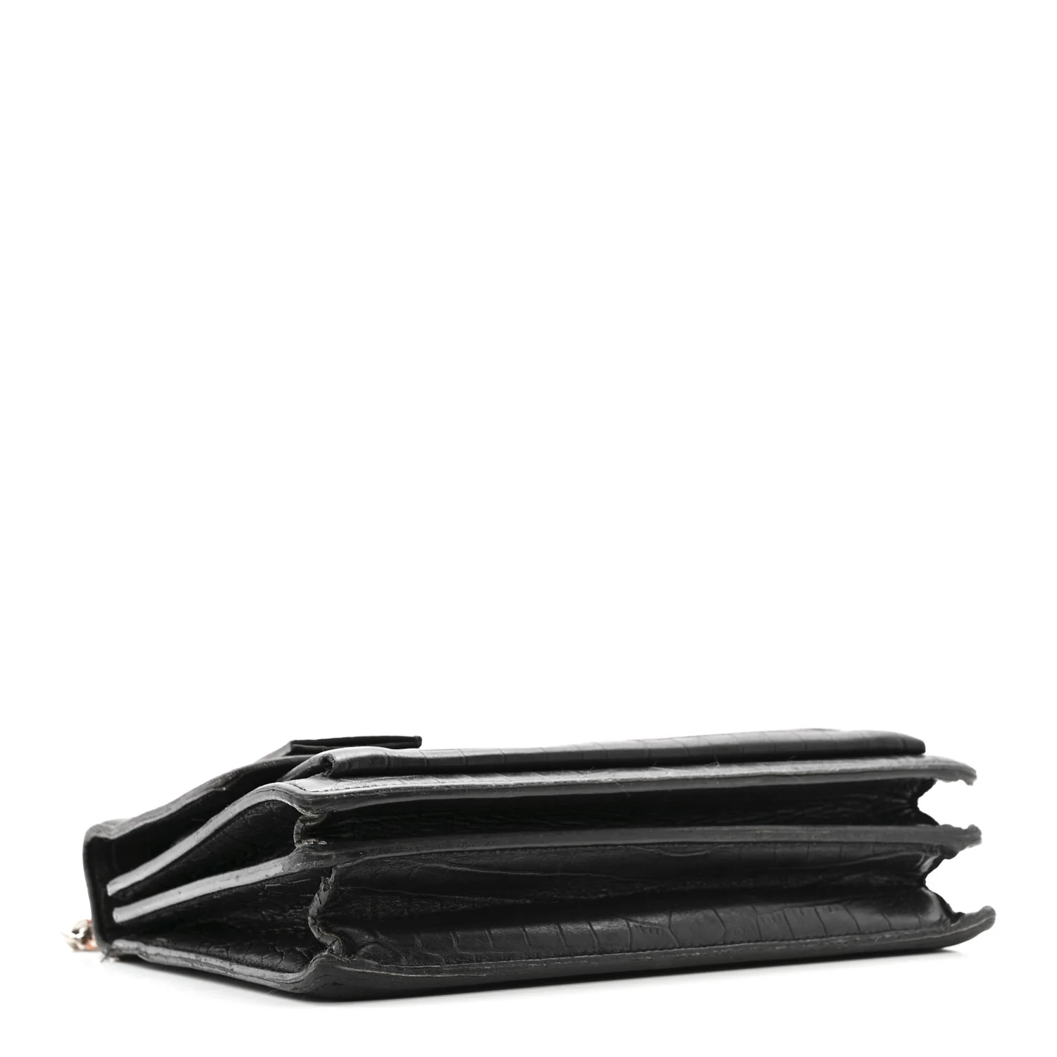 Calfskin Crocodile Embossed Medium Monogram Sunset Black - Image 3