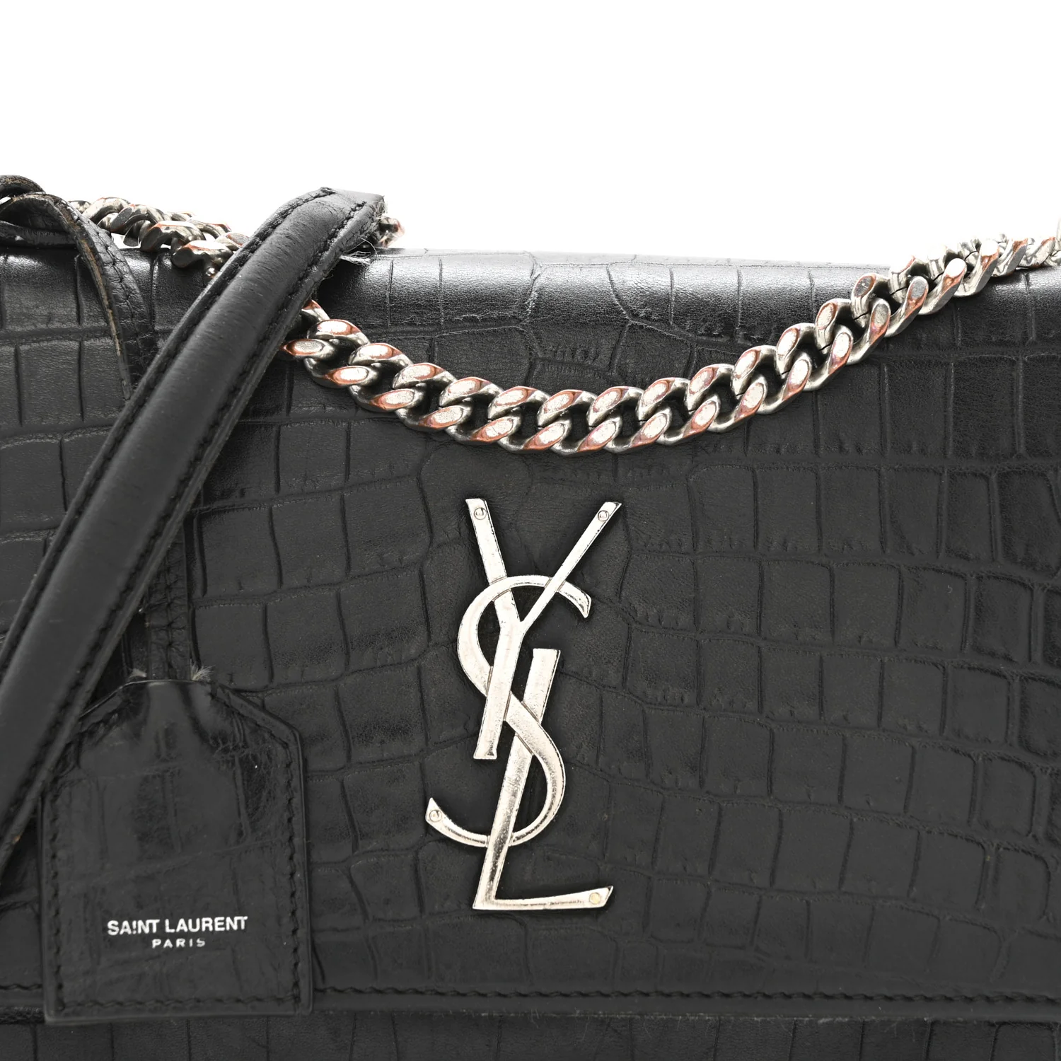 Calfskin Crocodile Embossed Medium Monogram Sunset Black - Image 8