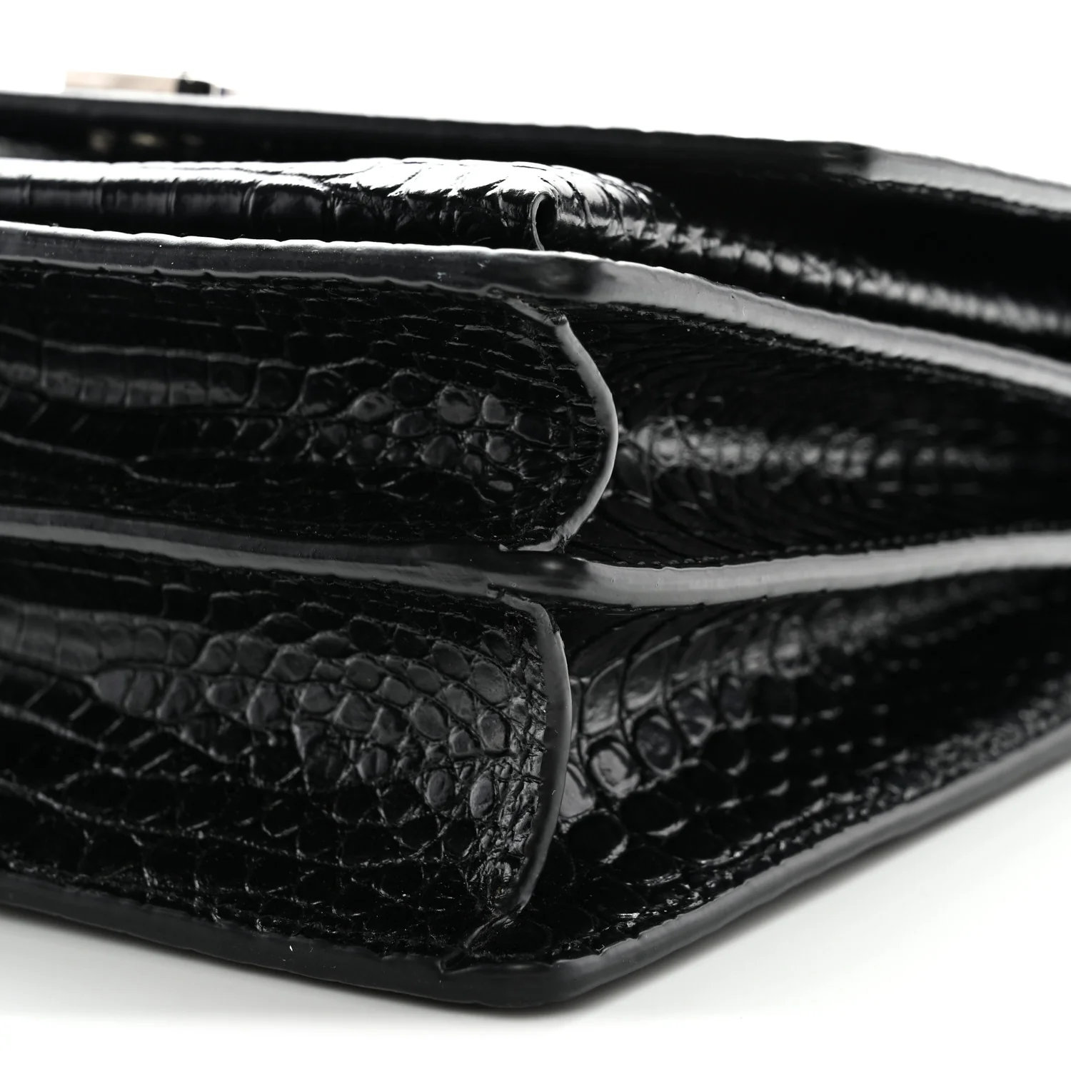Calfskin Crocodile Embossed Medium Monogram Sunset Black - Image 10