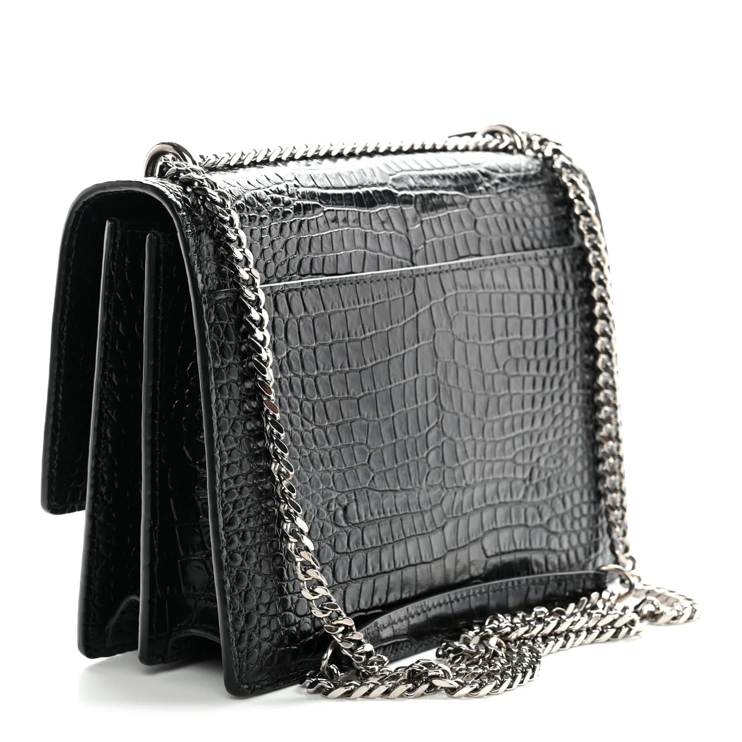 Calfskin Crocodile Embossed Medium Monogram Sunset Black - Image 3