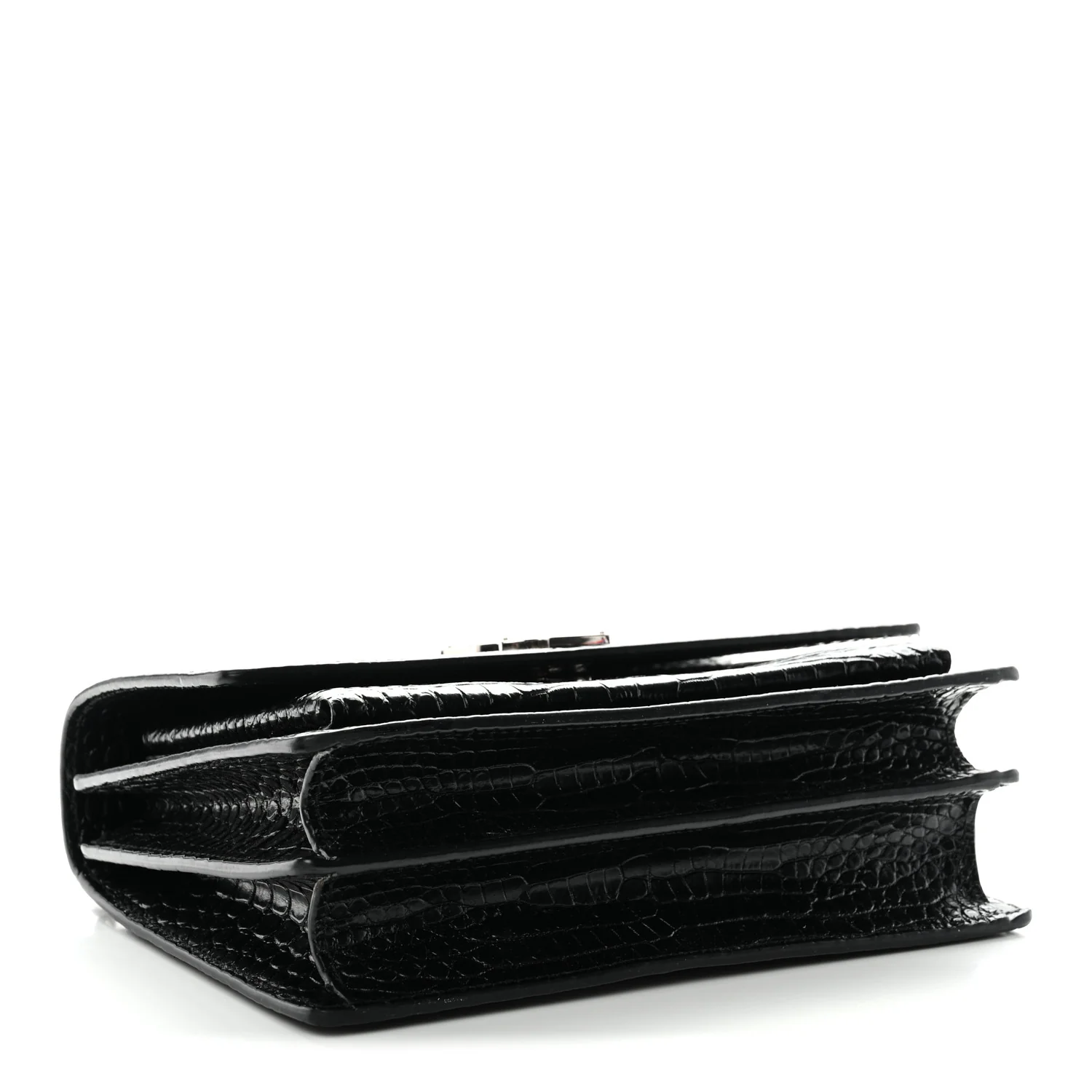Calfskin Crocodile Embossed Medium Monogram Sunset Black - Image 4