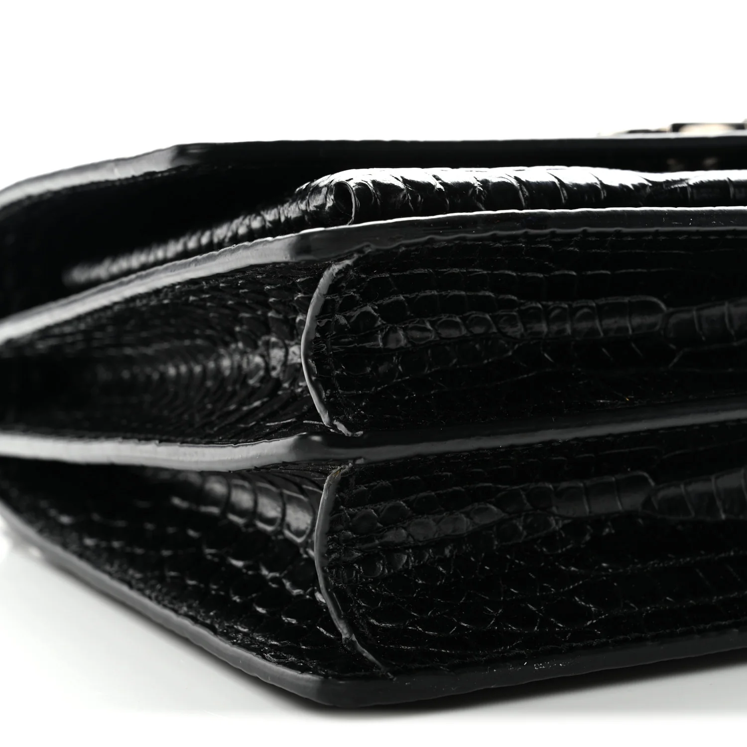 Calfskin Crocodile Embossed Medium Monogram Sunset Black - Image 9