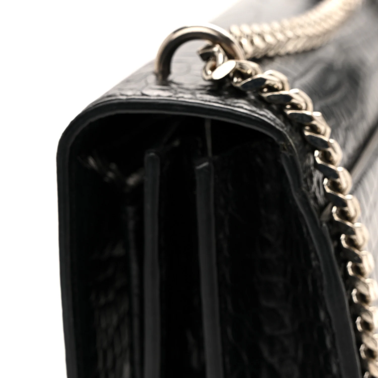 Calfskin Crocodile Embossed Medium Monogram Sunset Black - Image 11