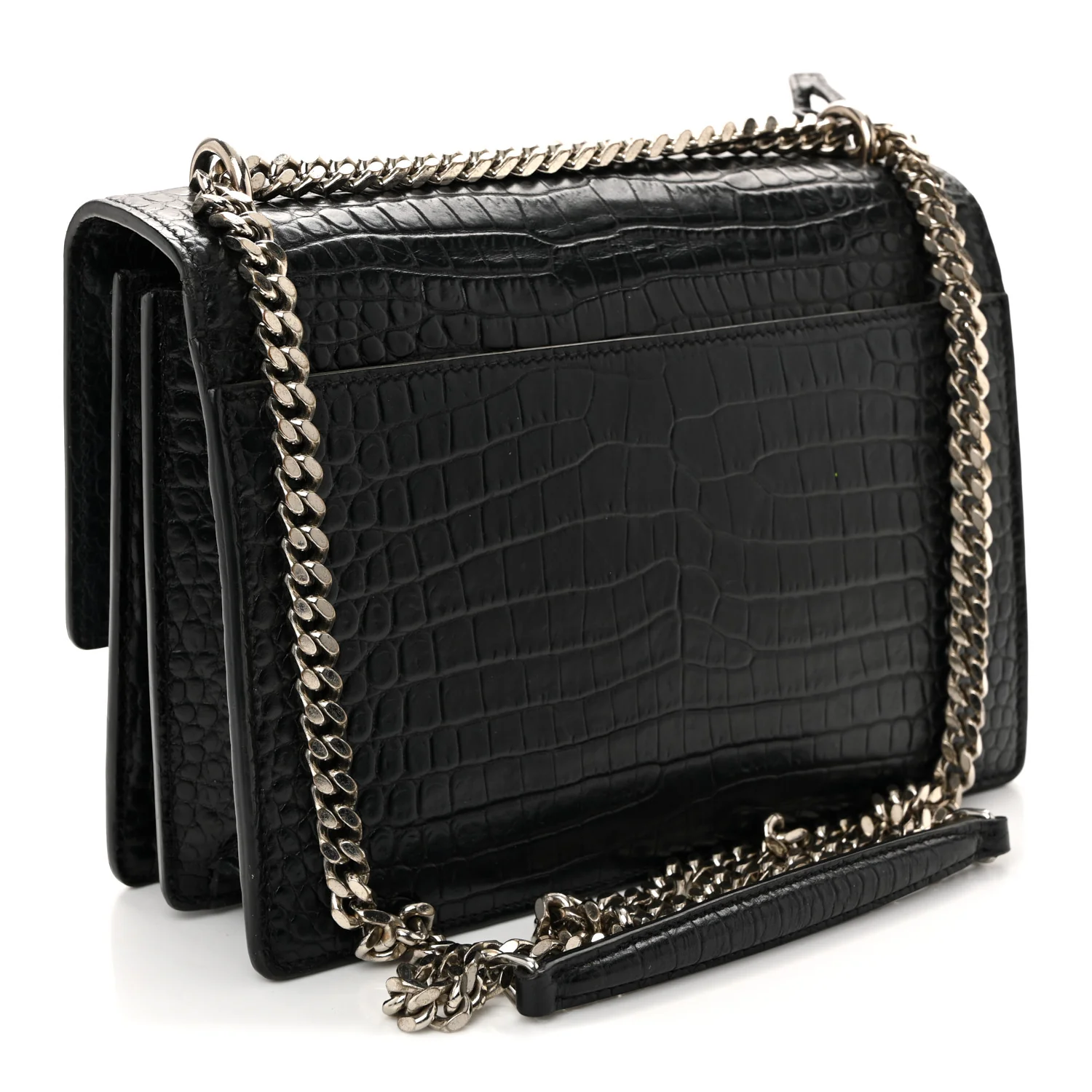Calfskin Crocodile Embossed Medium Monogram Sunset Black - Image 3