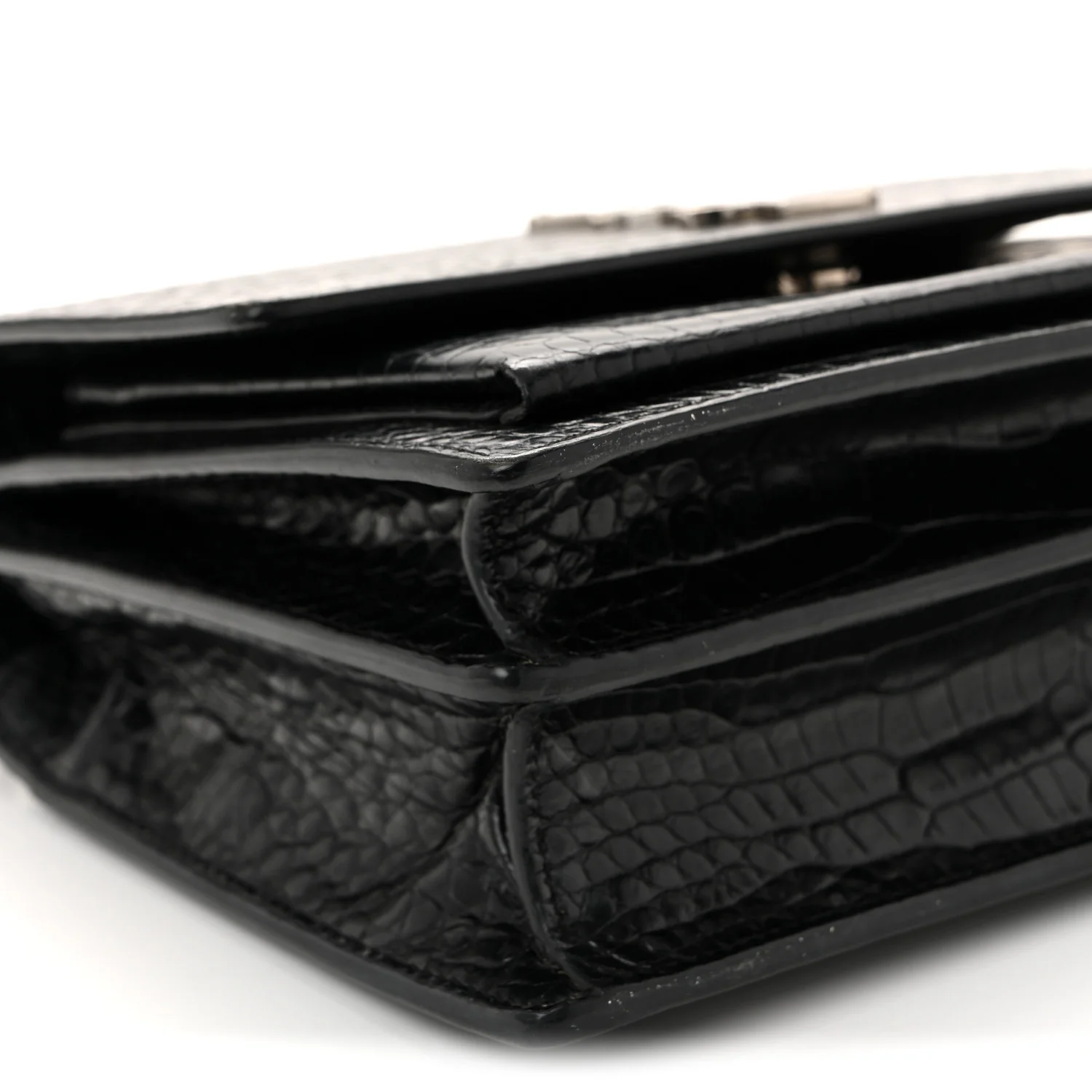 Calfskin Crocodile Embossed Medium Monogram Sunset Black - Image 8