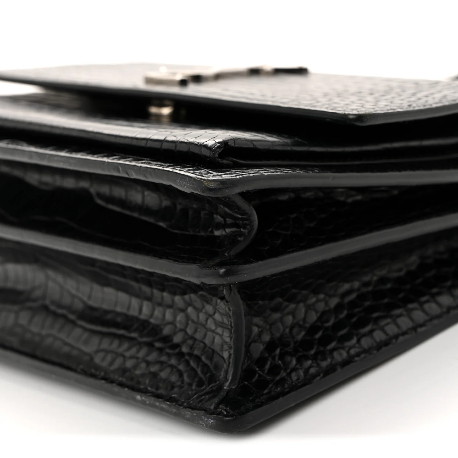 Calfskin Crocodile Embossed Medium Monogram Sunset Black - Image 9