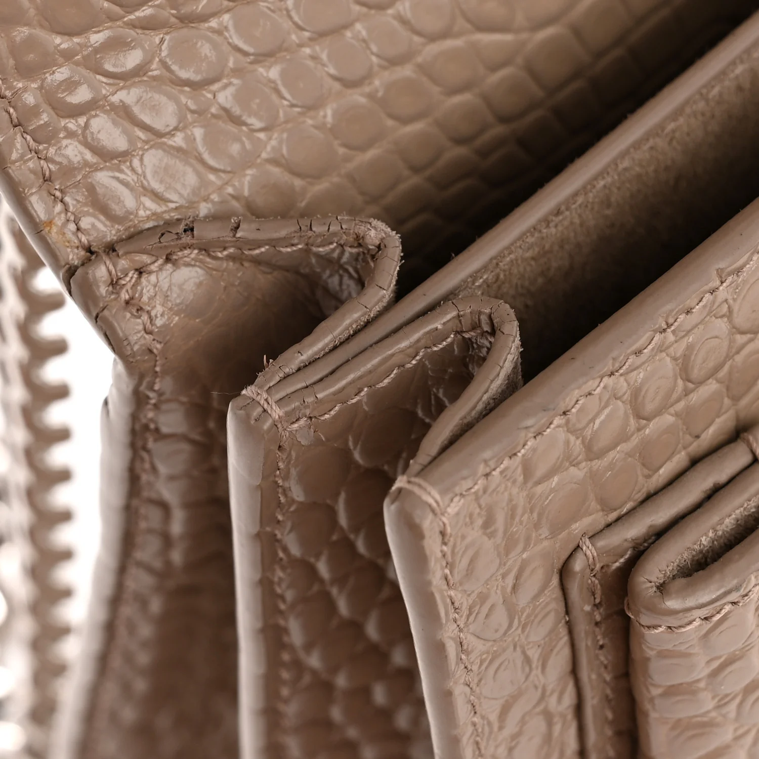 Calfskin Crocodile Embossed Medium Monogram Sunset Dusty Grey - Image 12