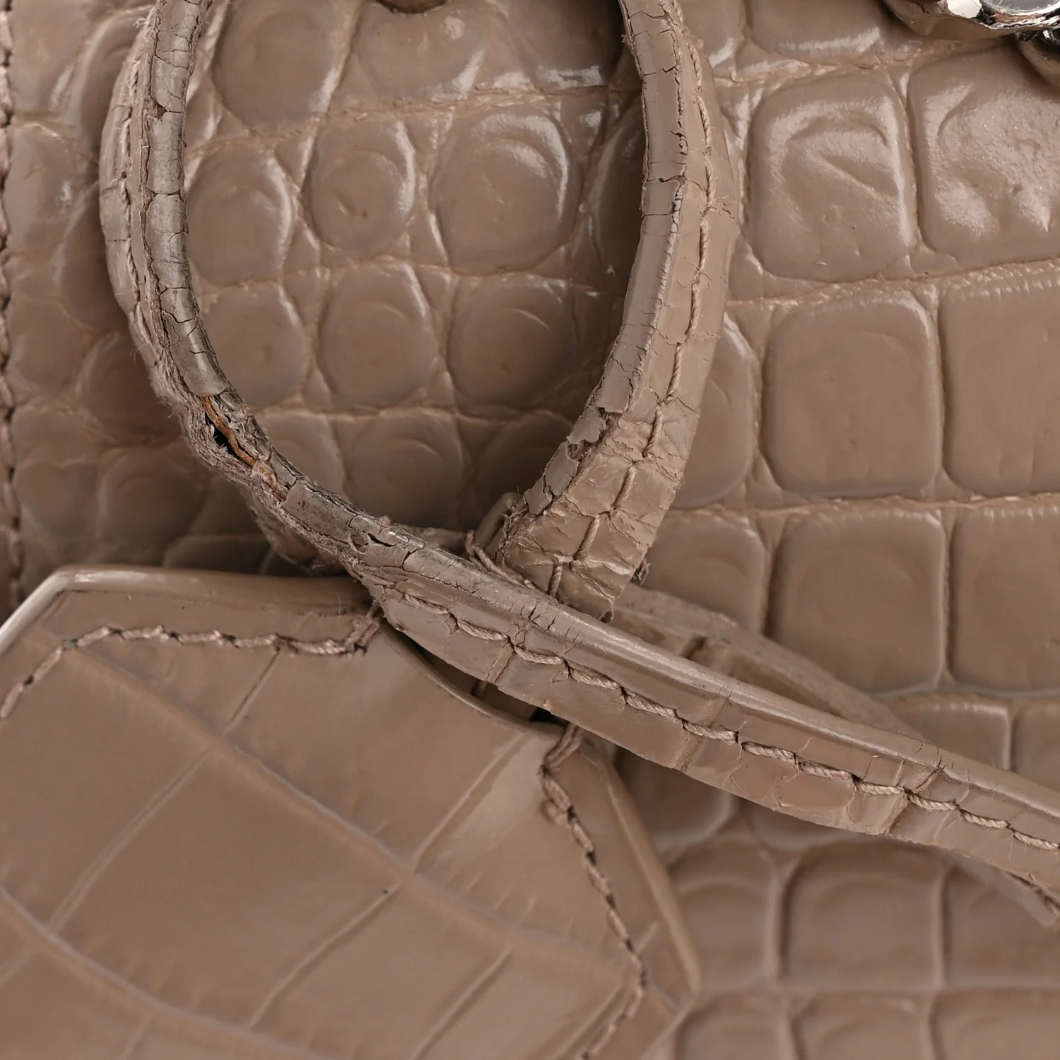 Calfskin Crocodile Embossed Medium Monogram Sunset Dusty Grey - Image 13