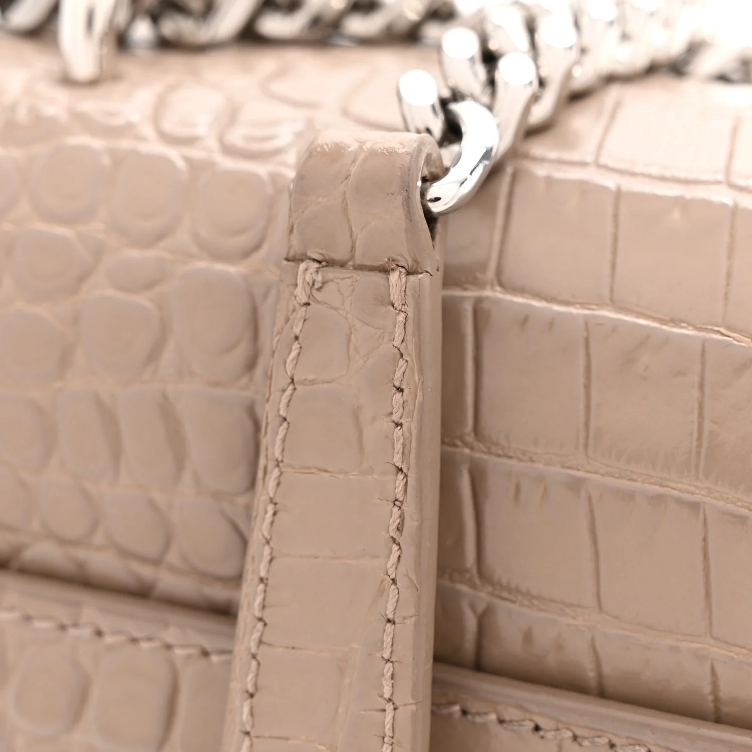 Calfskin Crocodile Embossed Medium Monogram Sunset Dusty Grey - Image 14