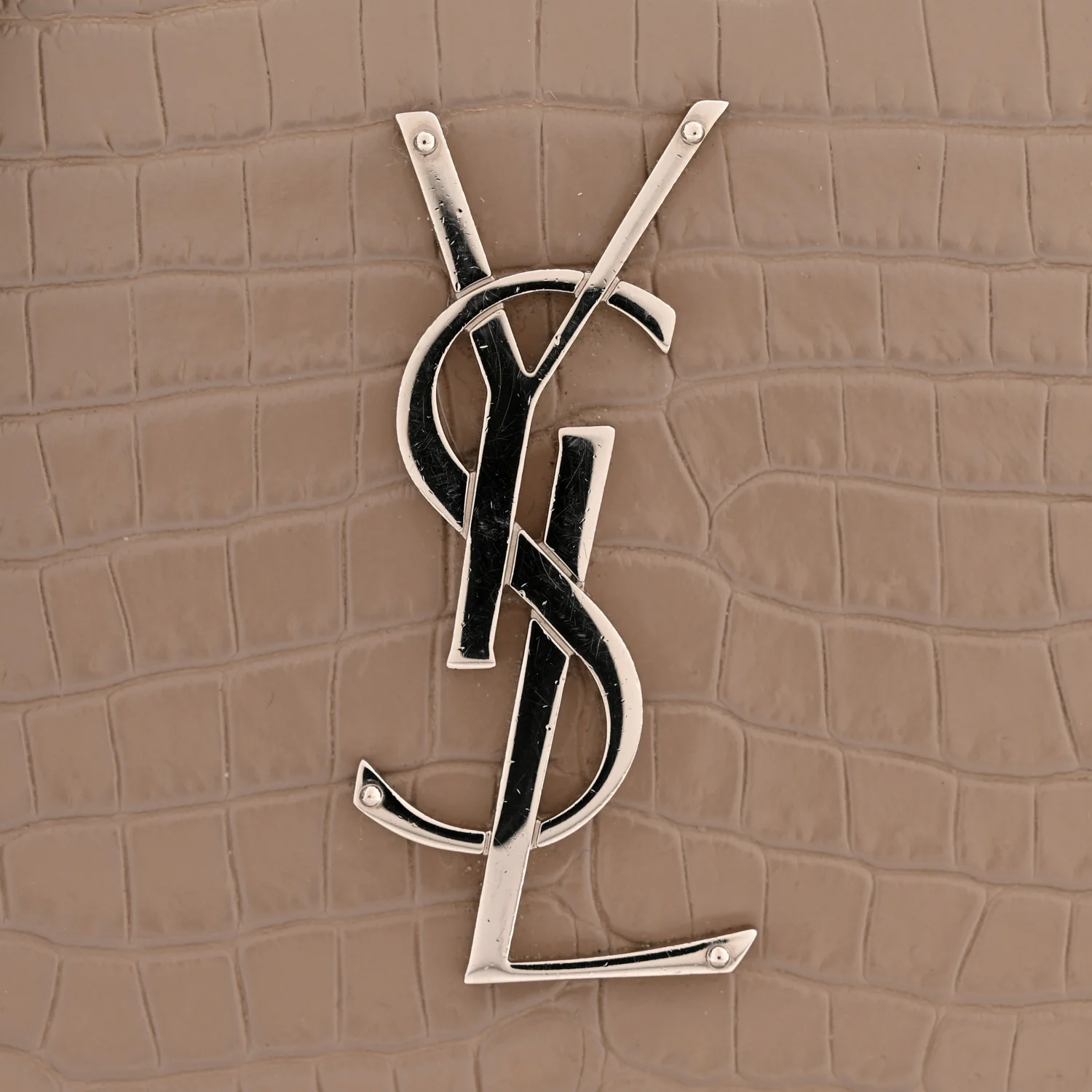 Calfskin Crocodile Embossed Medium Monogram Sunset Dusty Grey - Image 15