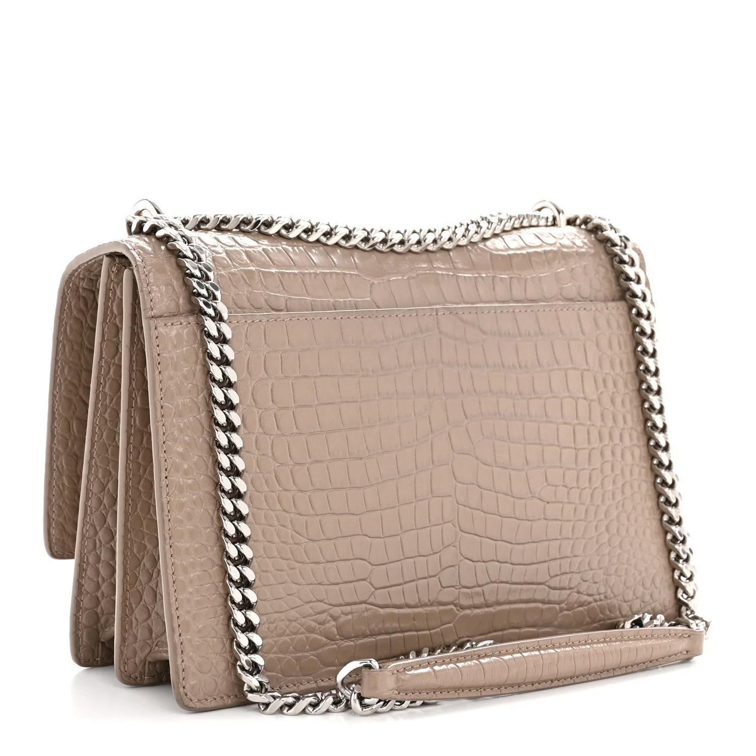 Calfskin Crocodile Embossed Medium Monogram Sunset Dusty Grey - Image 3