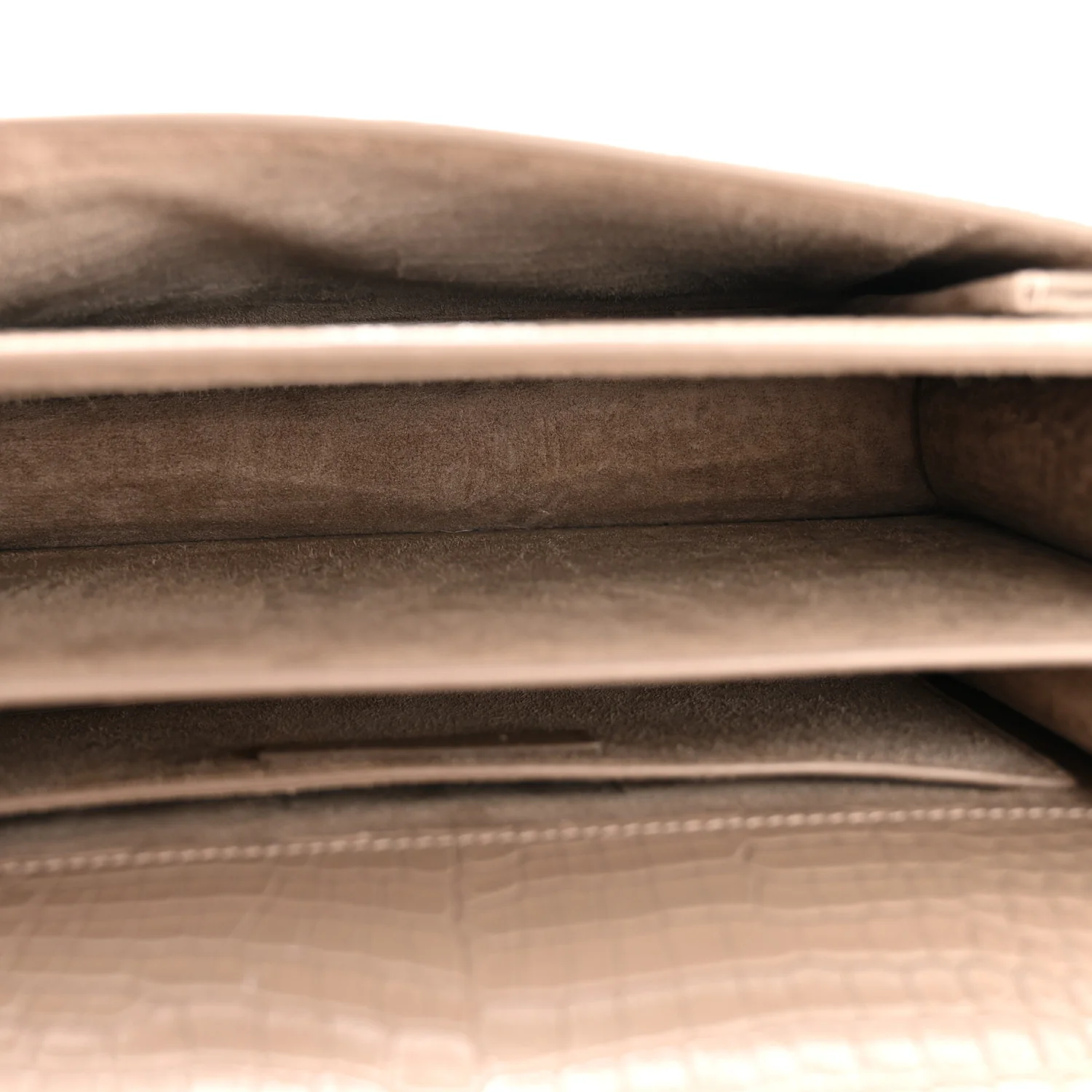Calfskin Crocodile Embossed Medium Monogram Sunset Dusty Grey - Image 5