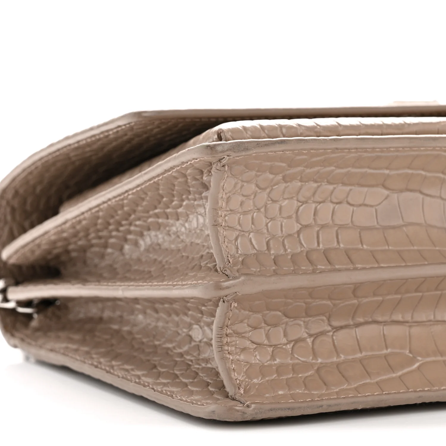 Calfskin Crocodile Embossed Medium Monogram Sunset Dusty Grey - Image 9