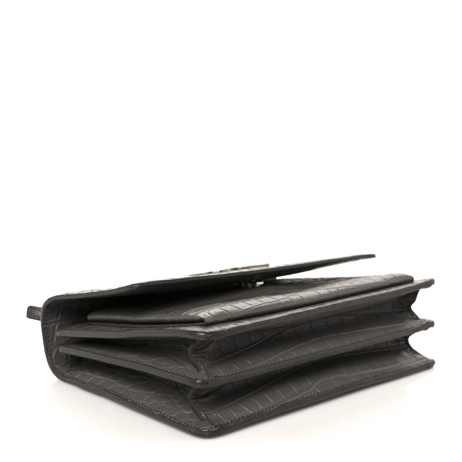 Calfskin Crocodile Embossed Medium Monogram Sunset Fog - Image 4