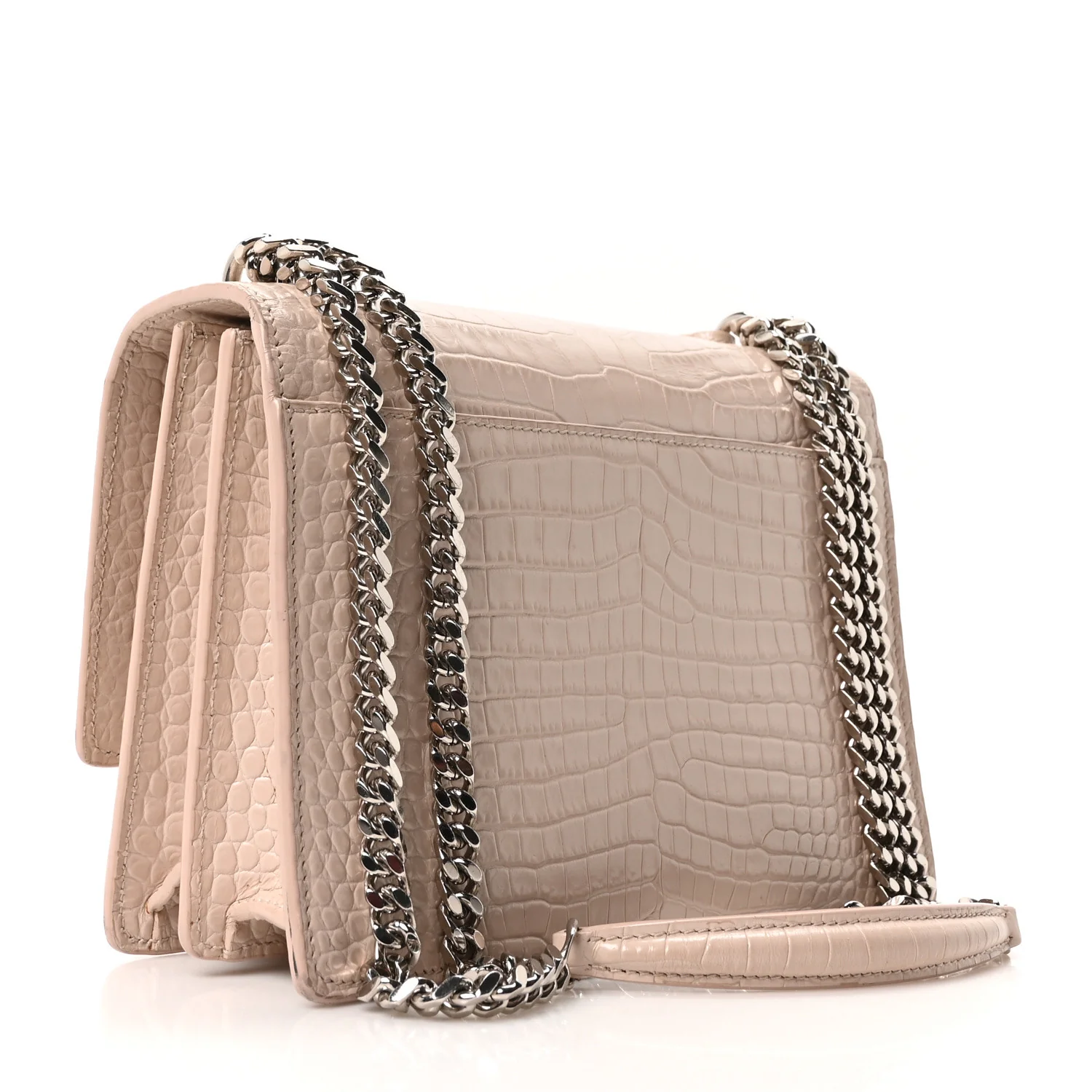 Calfskin Crocodile Embossed Medium Monogram Sunset Rose Antic - Image 3