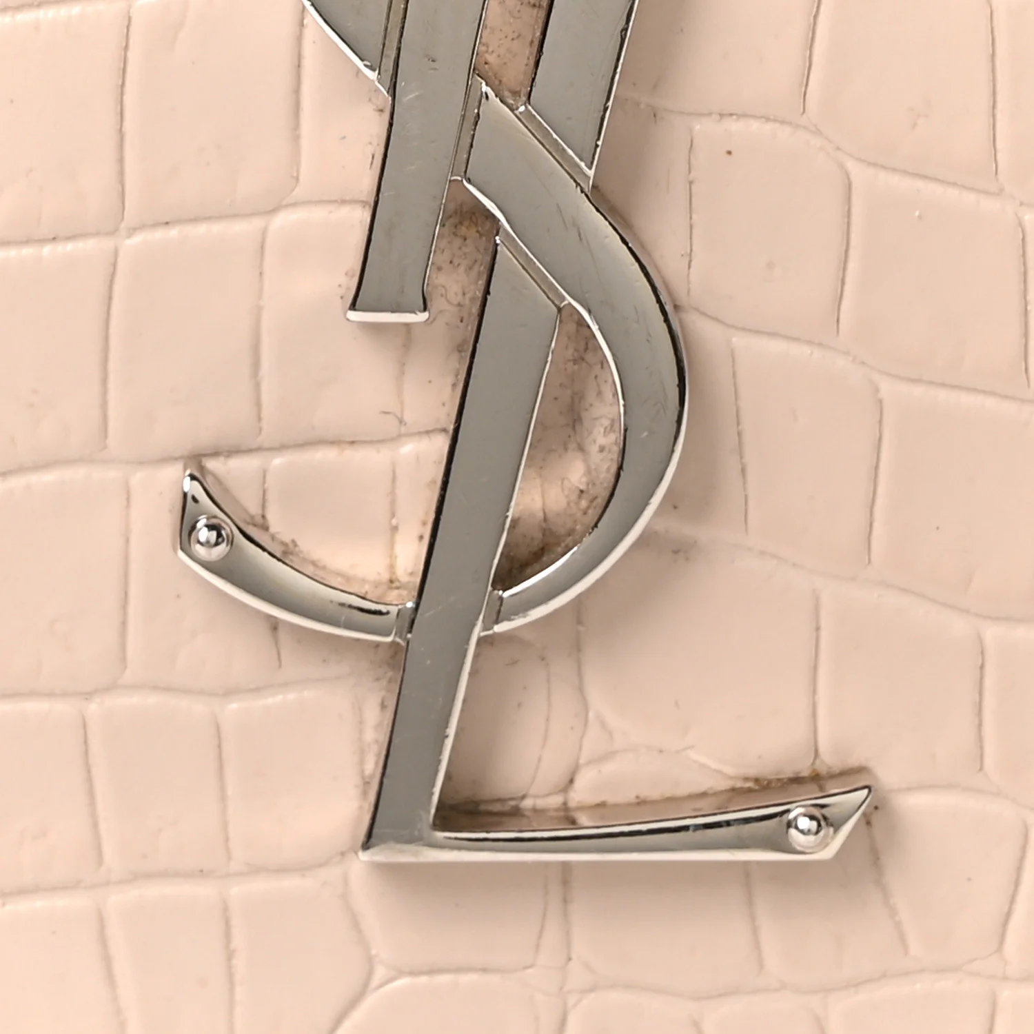 Calfskin Crocodile Embossed Medium Monogram Sunset Rose Antic - Image 8