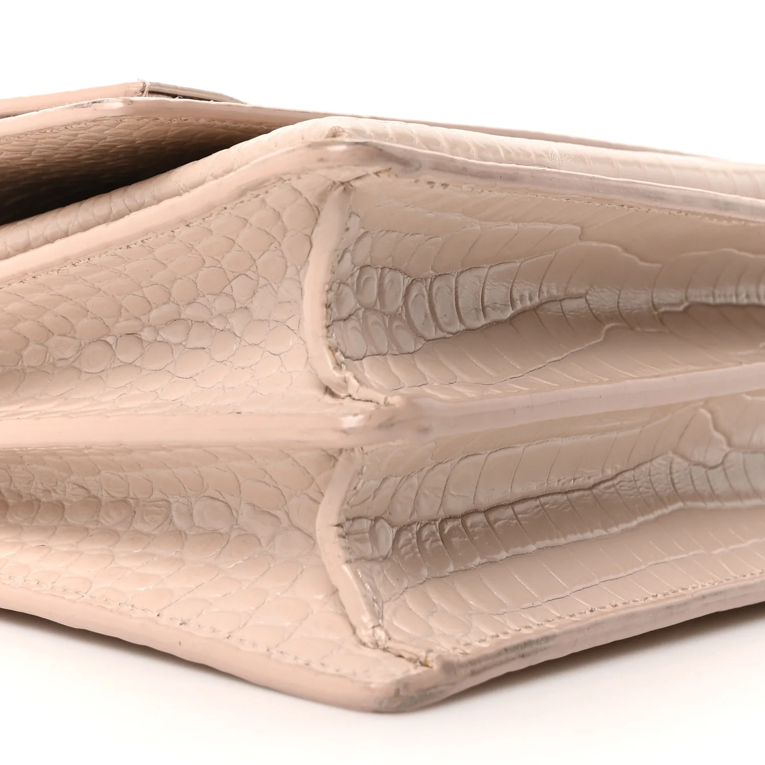 Calfskin Crocodile Embossed Medium Monogram Sunset Rose Antic - Image 9