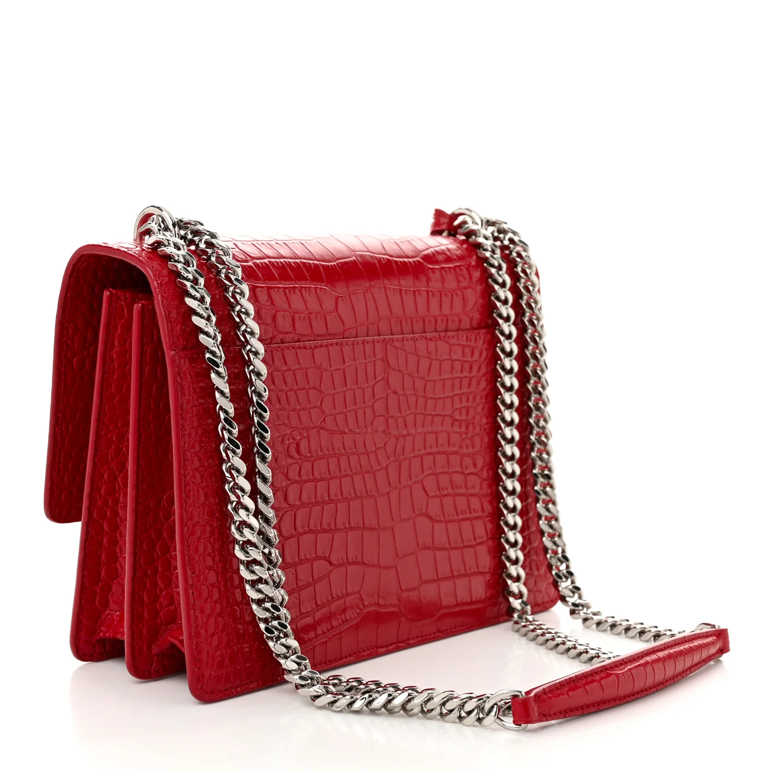 Calfskin Crocodile Embossed Medium Monogram Sunset Rouge Eros - Image 3