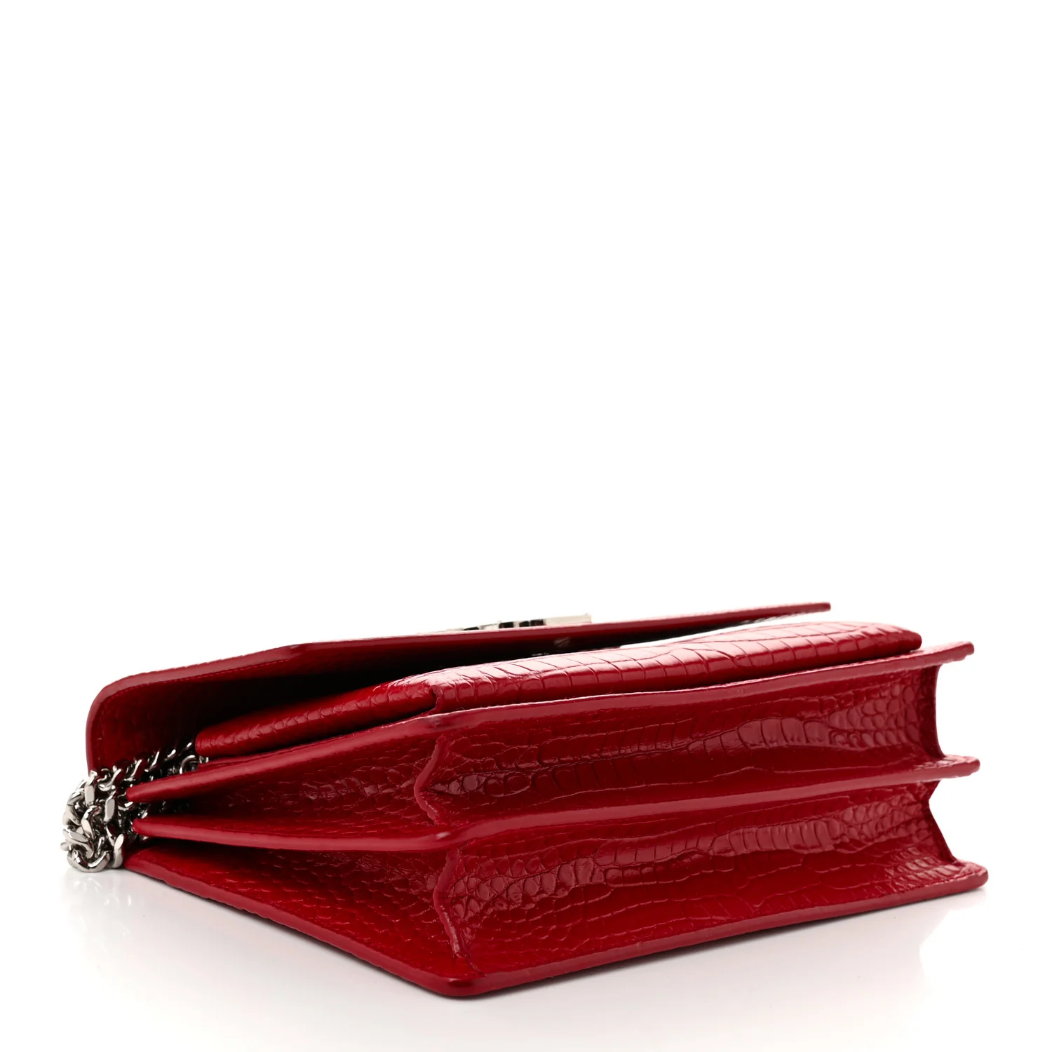 Calfskin Crocodile Embossed Medium Monogram Sunset Rouge Eros - Image 4