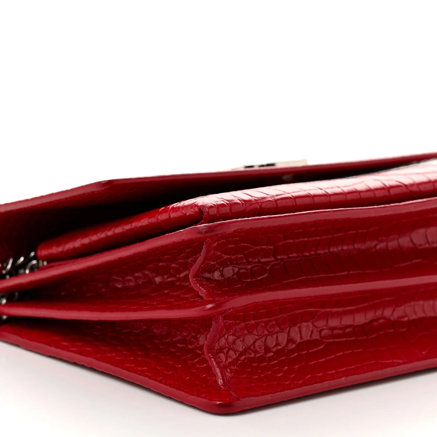 Calfskin Crocodile Embossed Medium Monogram Sunset Rouge Eros - Image 9